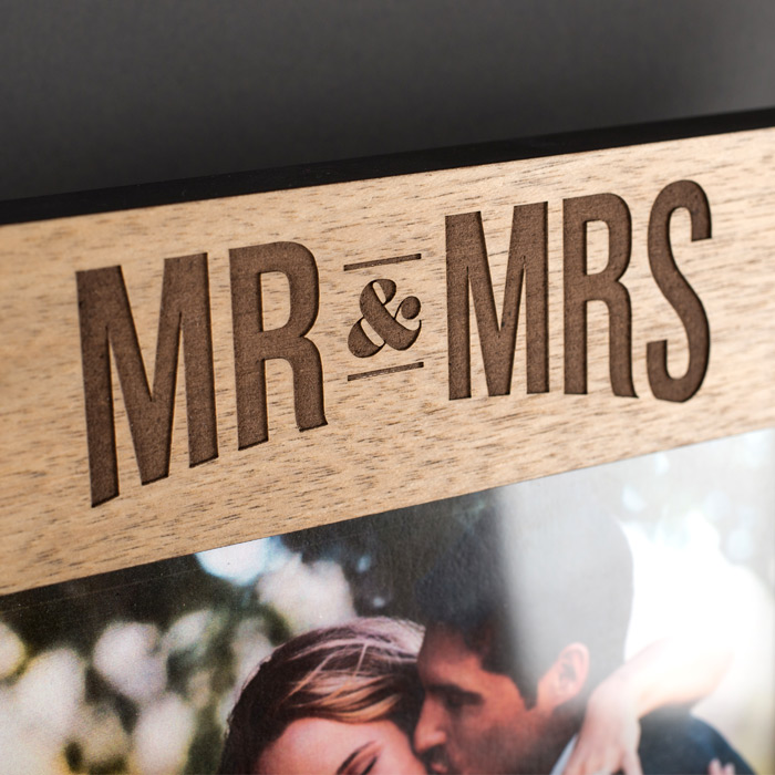 Personalised Engraved Mr & Mrs Wooden Photo Frame