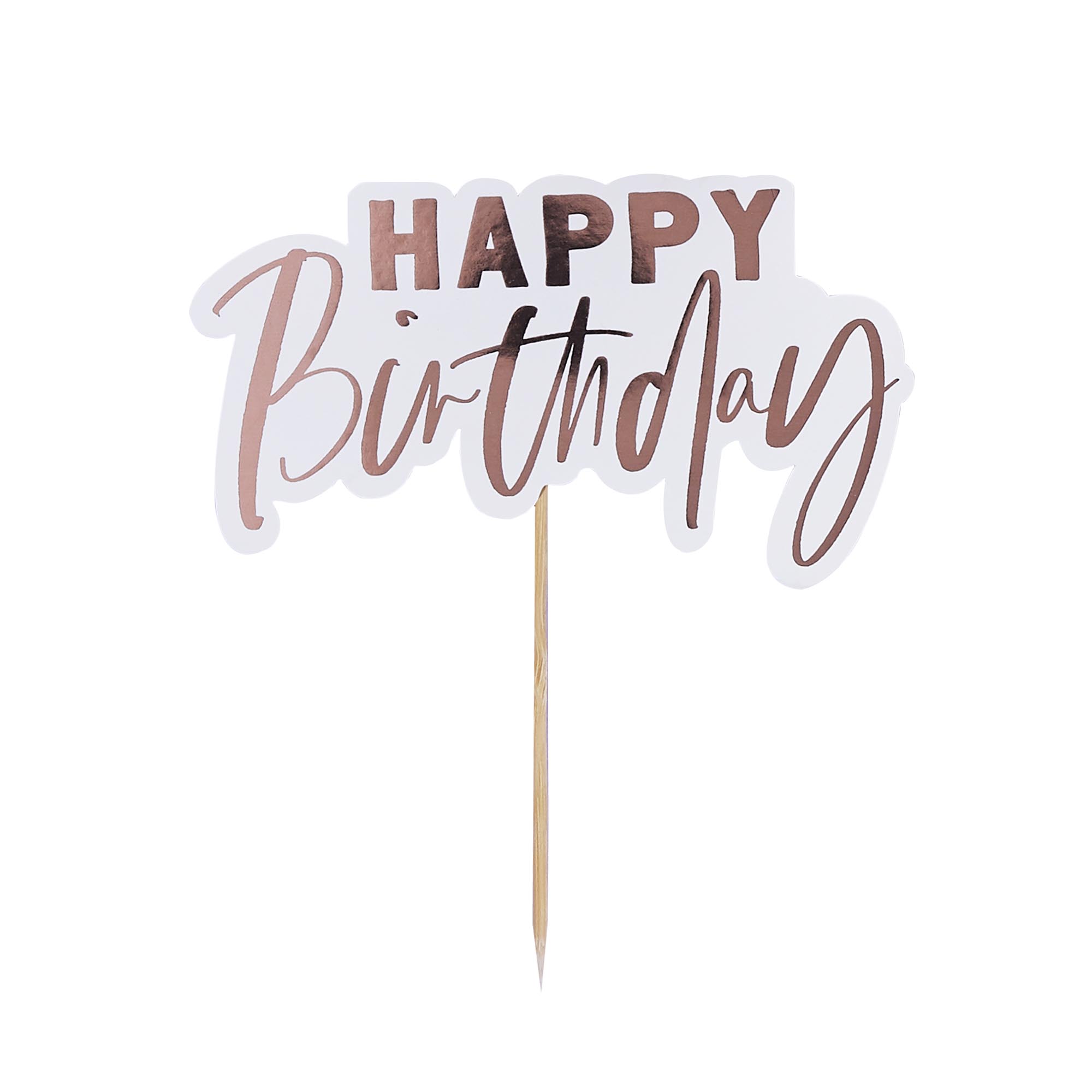 Rose Gold Happy Birthday Card Cake Topper