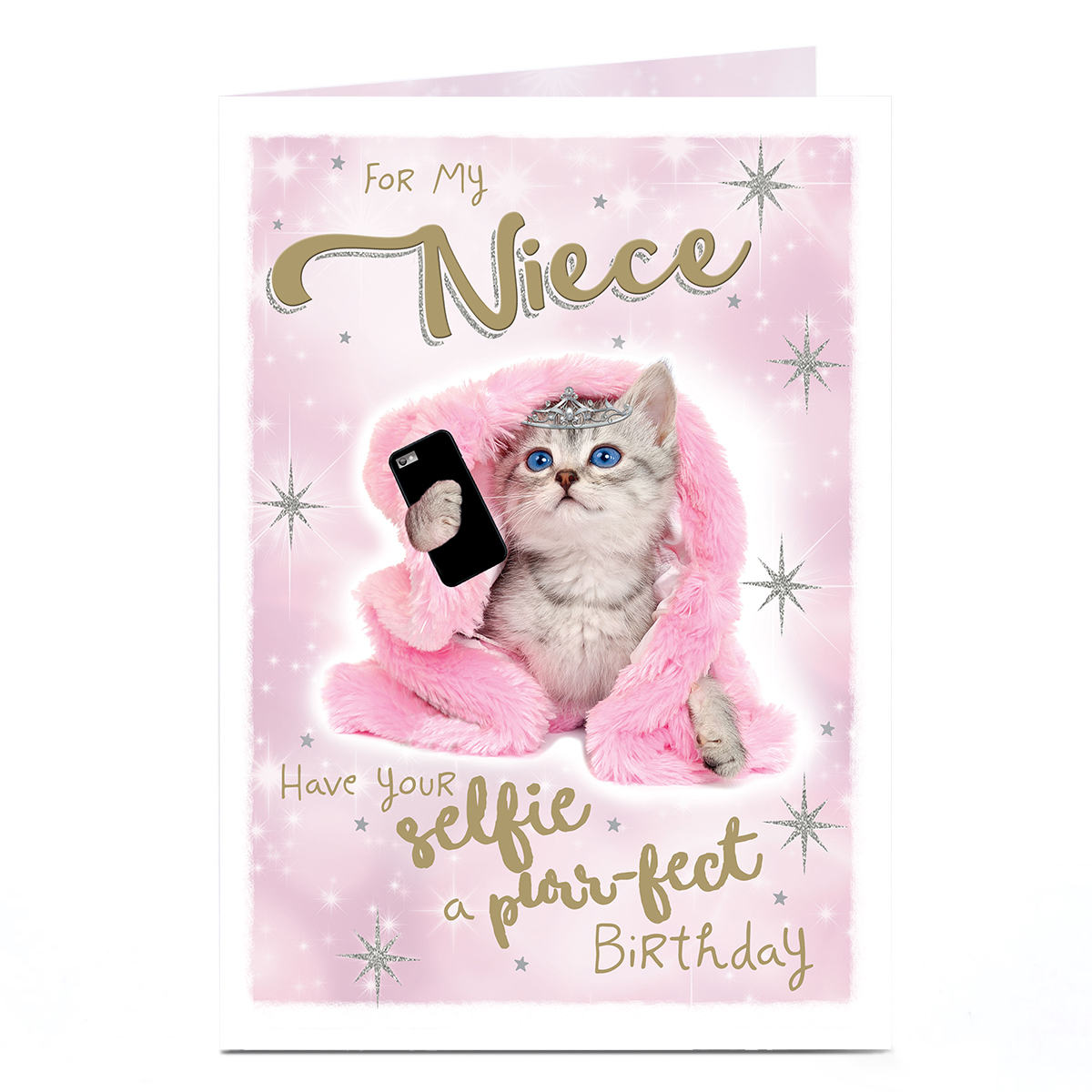 Birthday Card - Selfie Princess Kitten, Niece