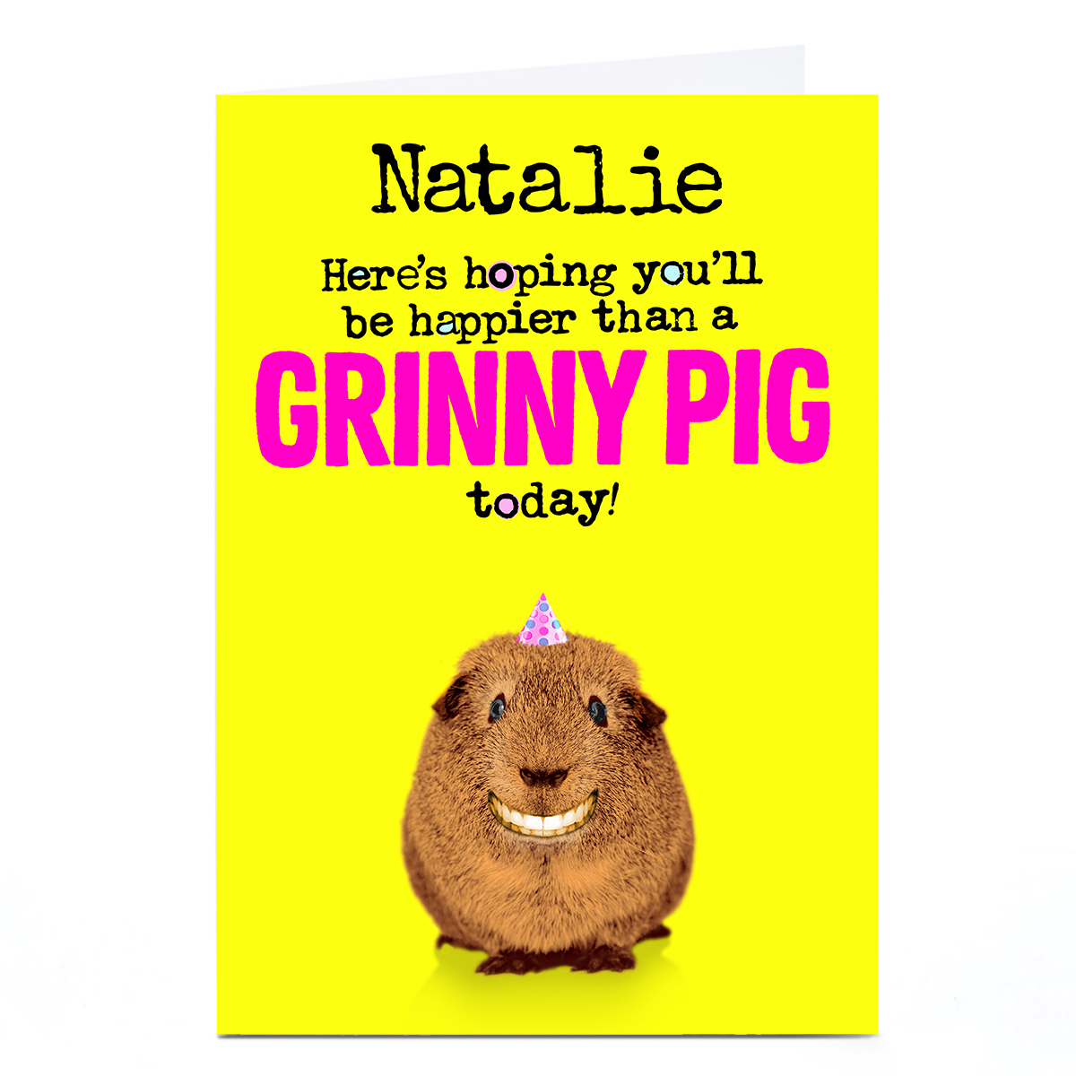 Personalised PG Quips Card - Grinny Pig