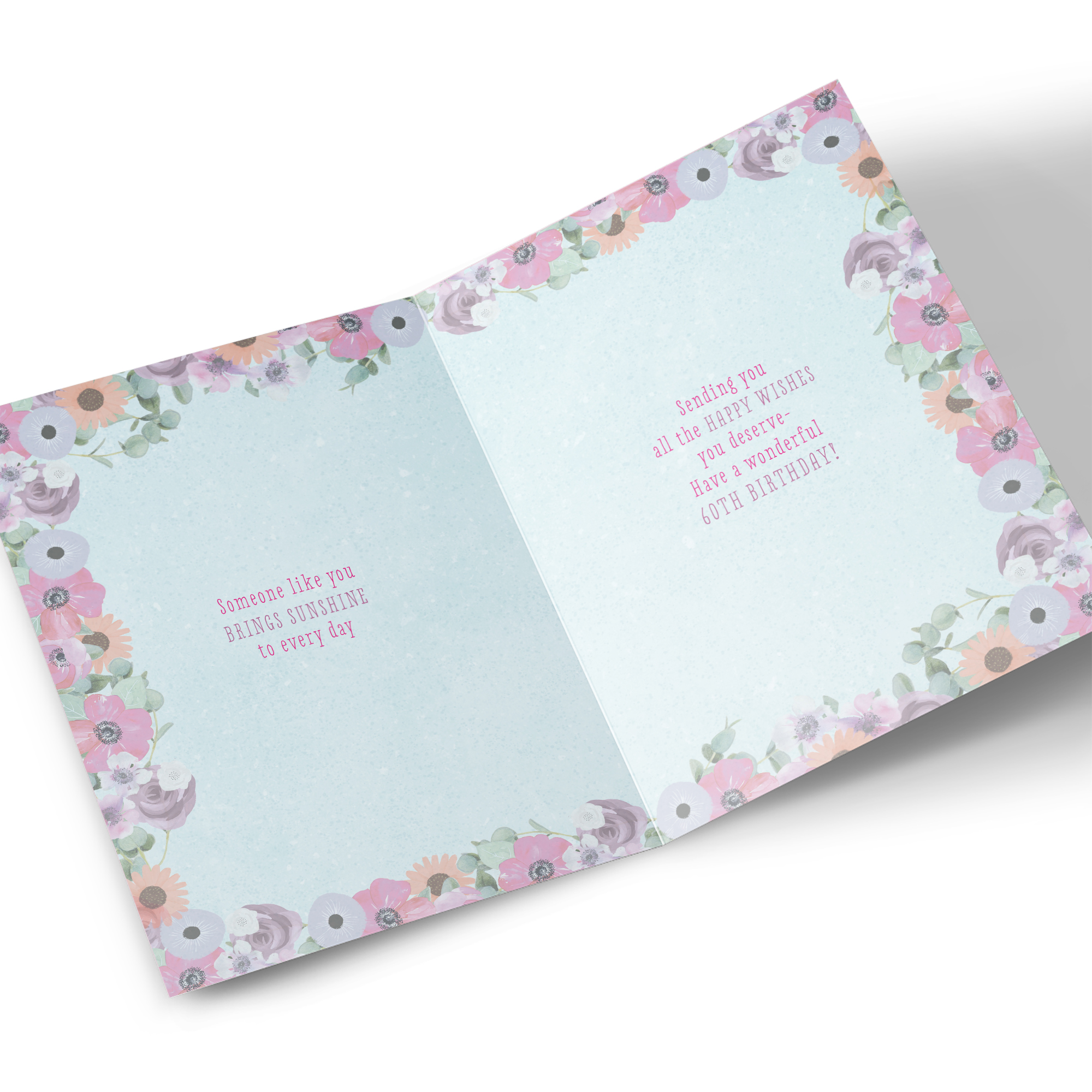 60th Birthday Card - Bright Flowers and Butterflies, Sister