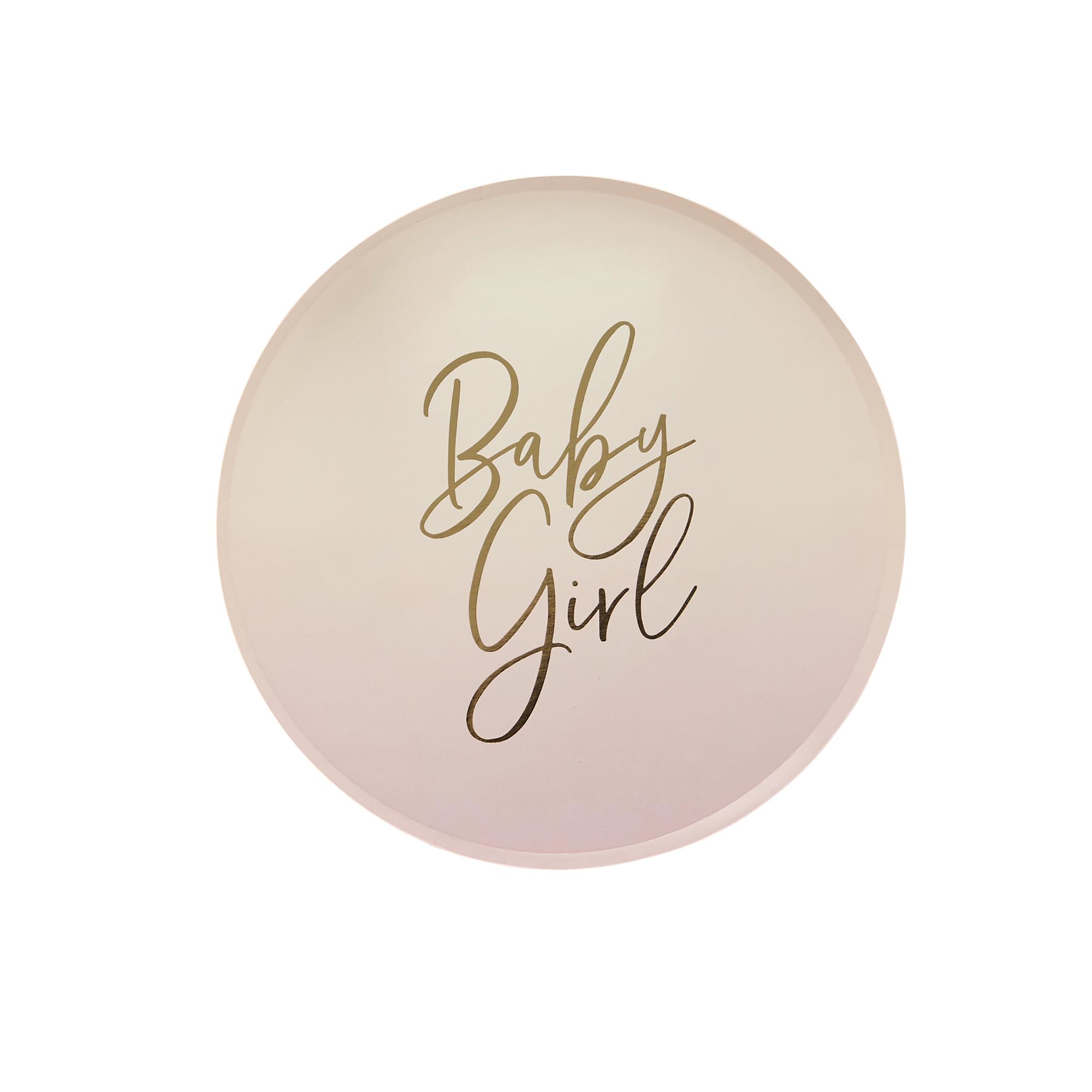Pink Baby Girl Paper Plates - Pack of 8