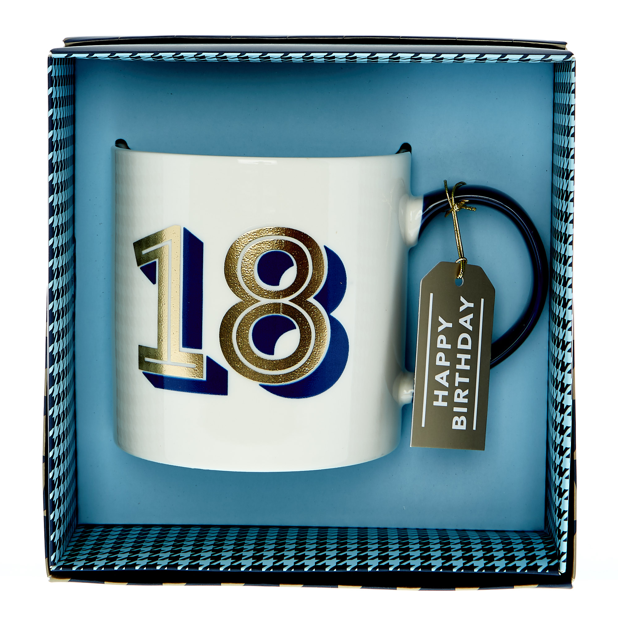 18th Birthday Mug In A Box - Blue & Gold 