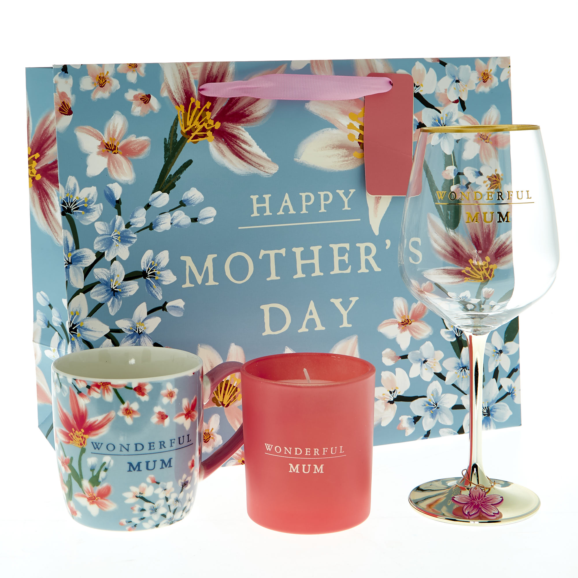 Wonderful Mum Mother's Day Candle & Drinkware Gift Bundle