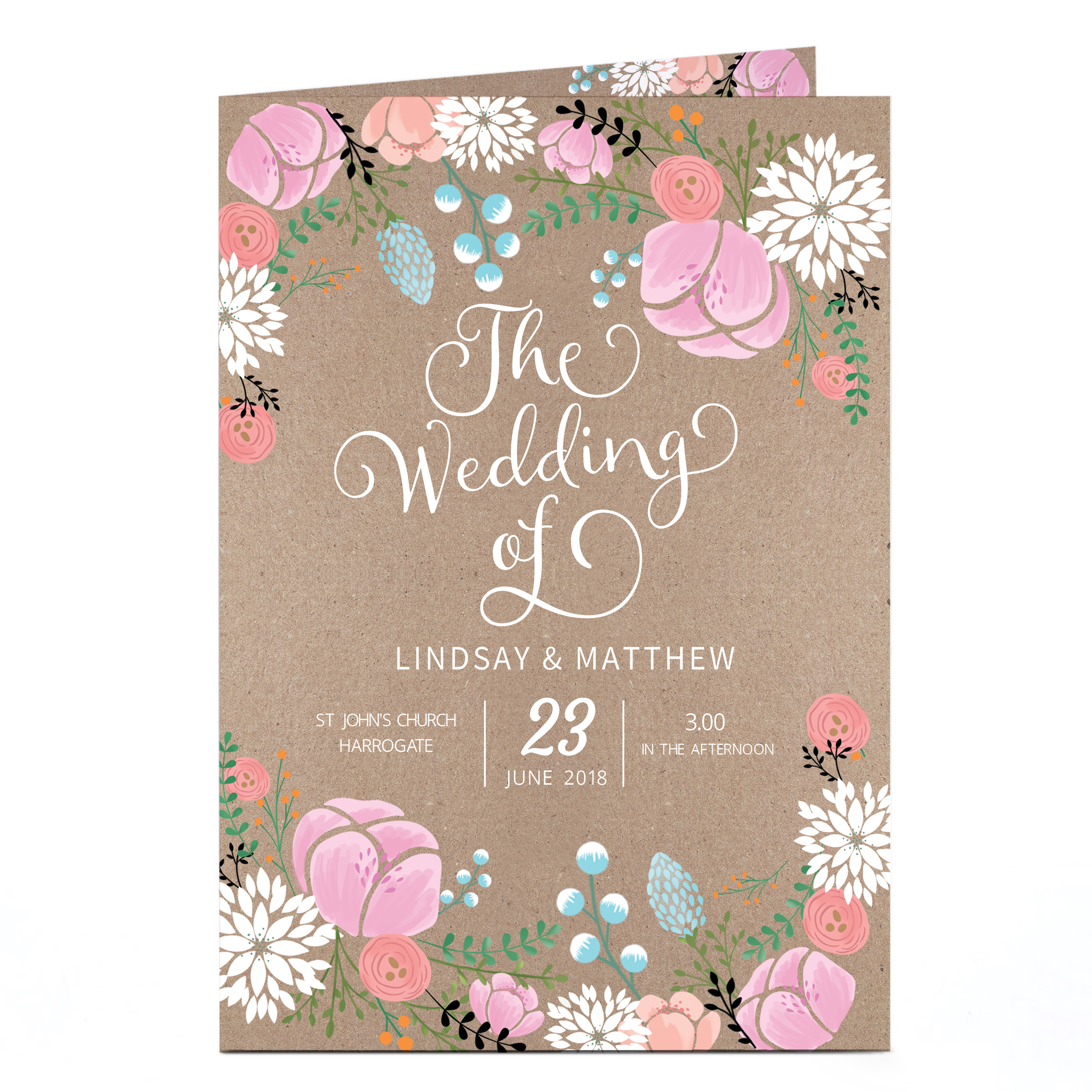 Personalised Wedding Invitation - Rustic Floral