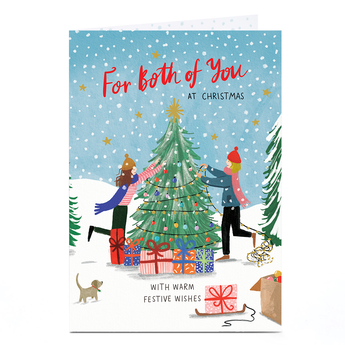 Christmas Card - Couple Decorating Tree, Both Of You