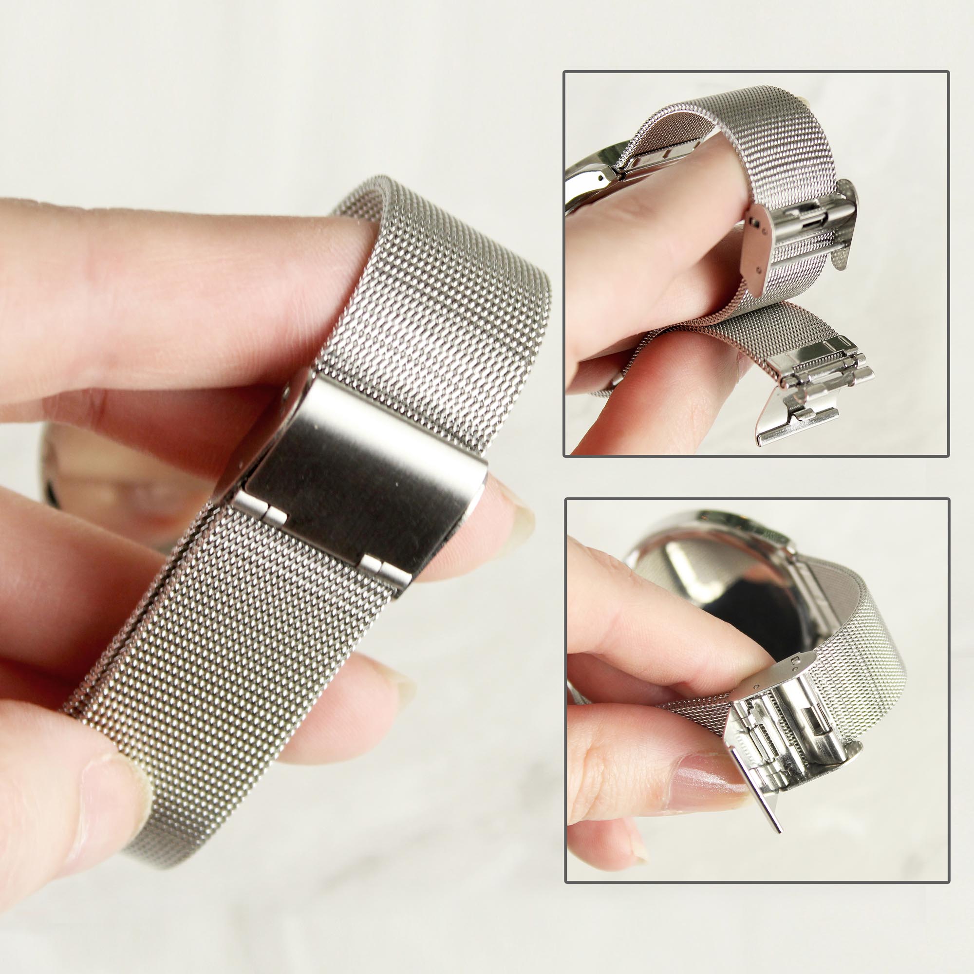 Personalised Silver Watch with Mesh Style Strap 