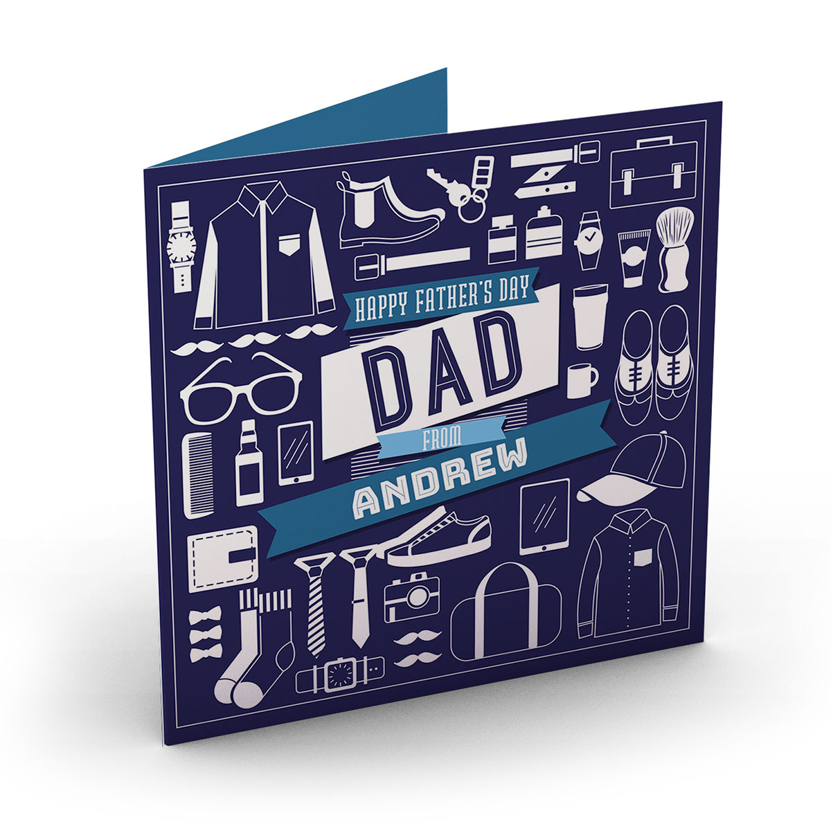 Personalised Father's Day Card - White And Navy Illustrations