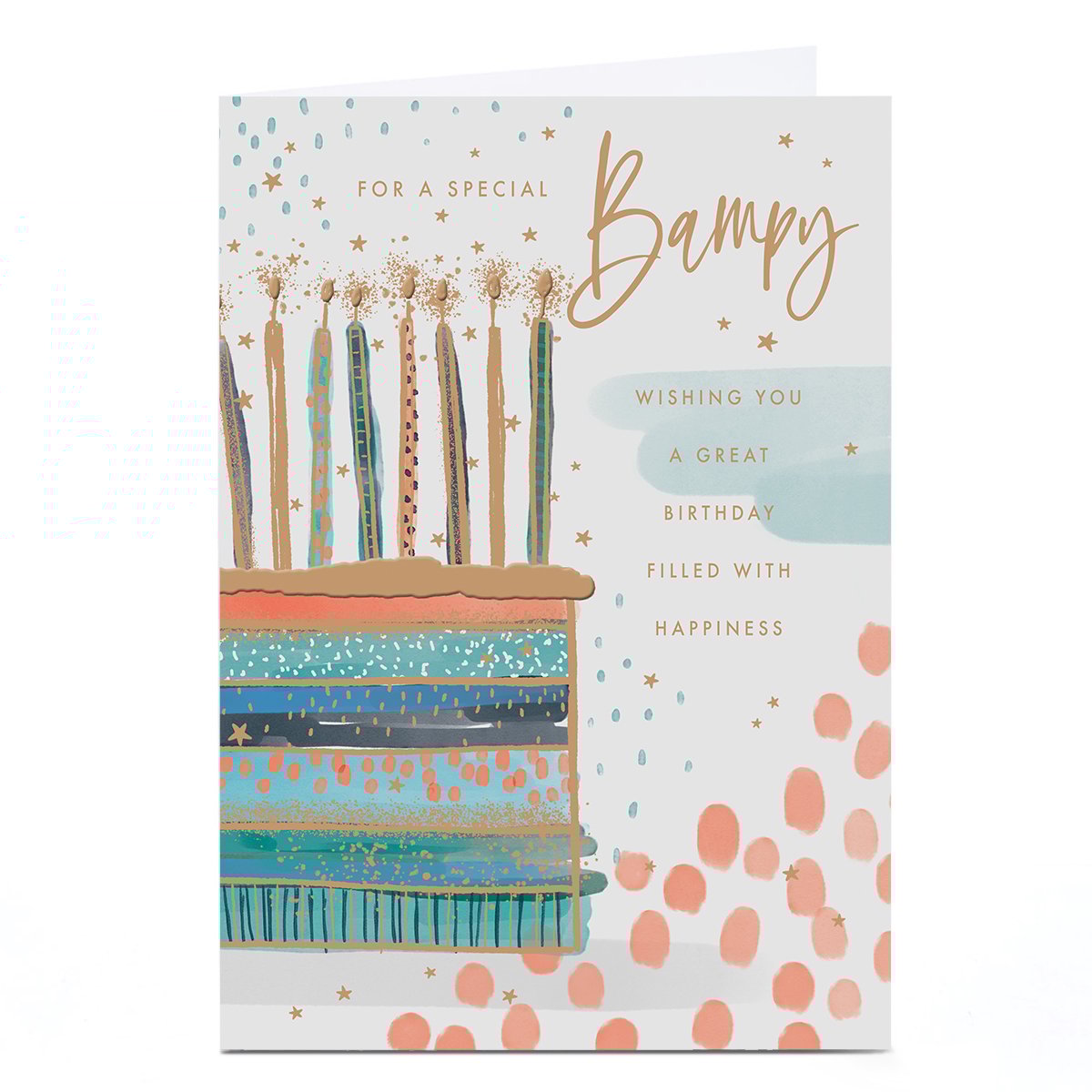 Personalised Birthday Card - Blue Birthday Cake, Bampy
