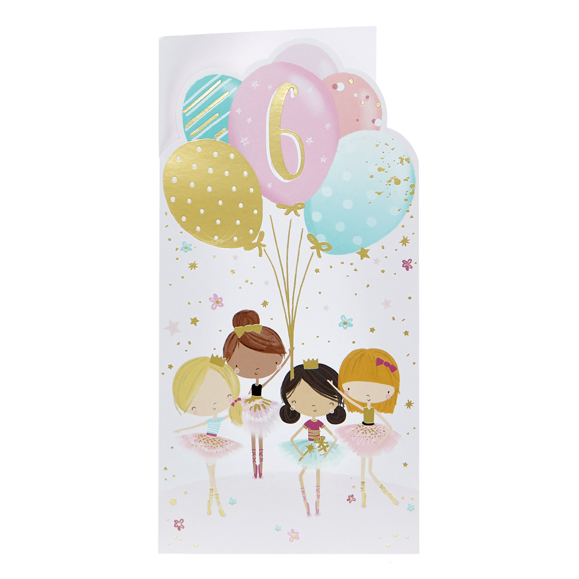 6th Birthday Card - Ballerinas & Balloons