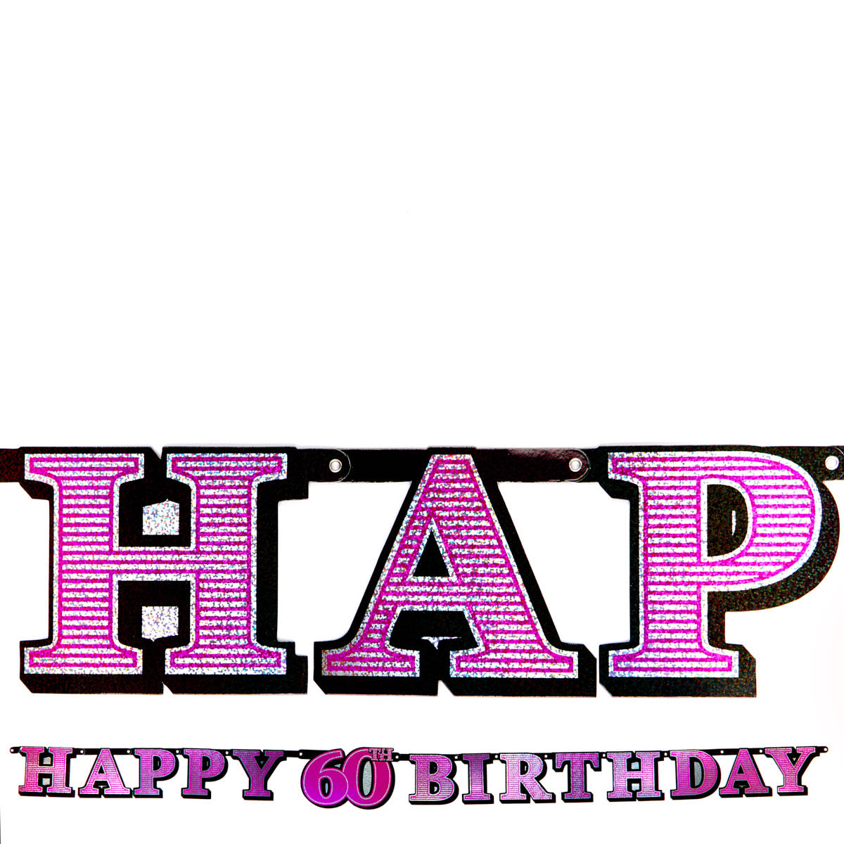 Pink Holographic 60th Birthday Banner