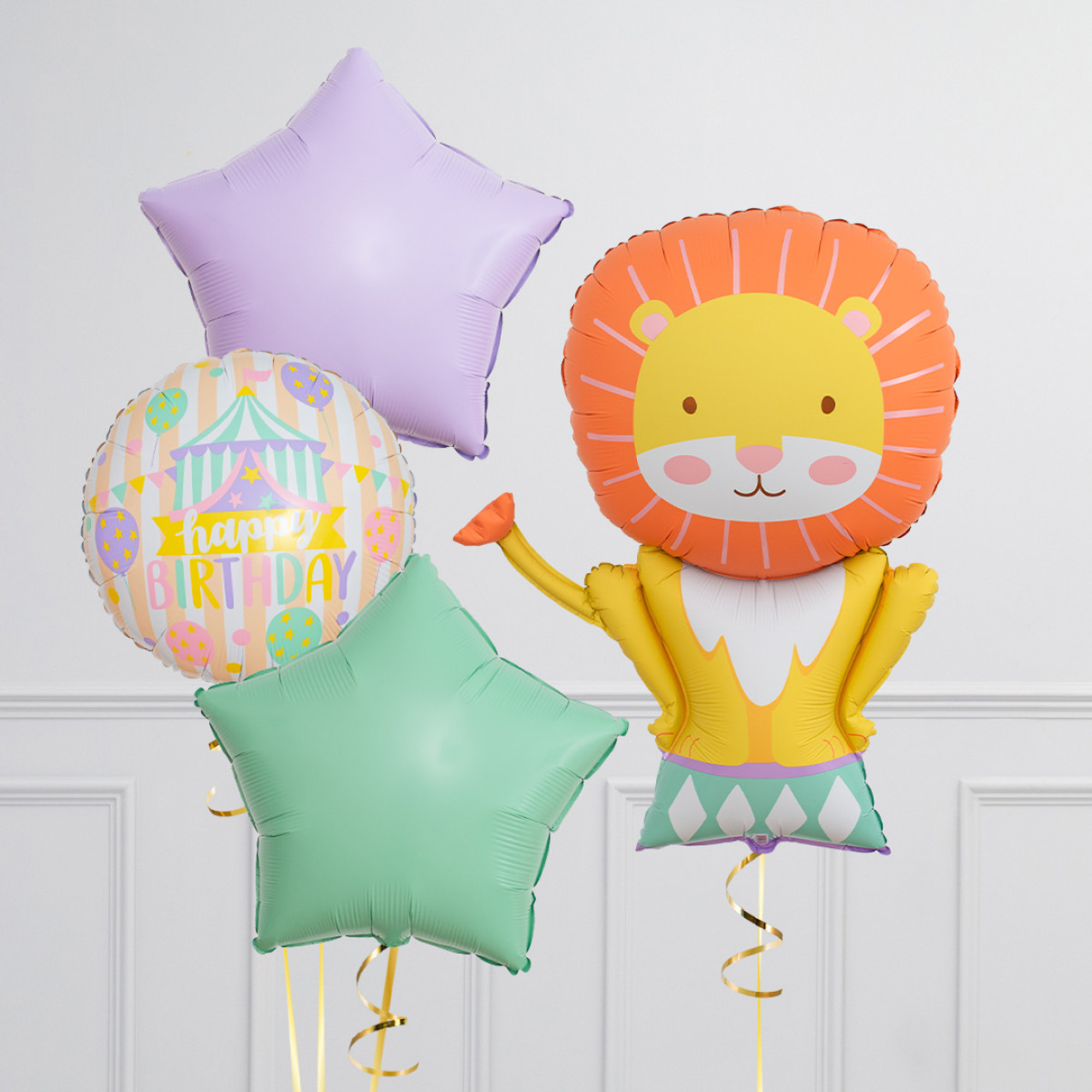 Circus Lion Birthday Supershape & Foil Balloon Package - Delivered Inflated!