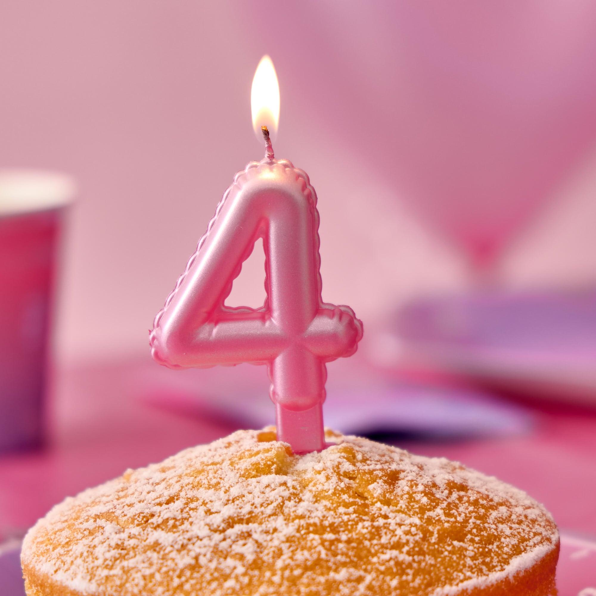 Pink Number 4 Cake Candle