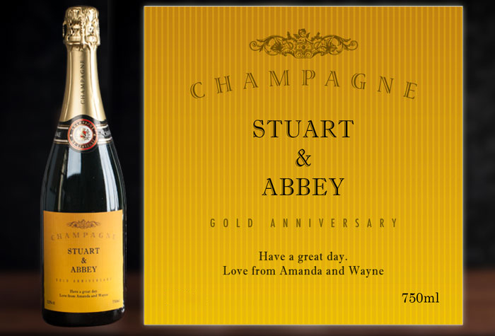 Luxury Personalised Champagne - Gold Anniversary