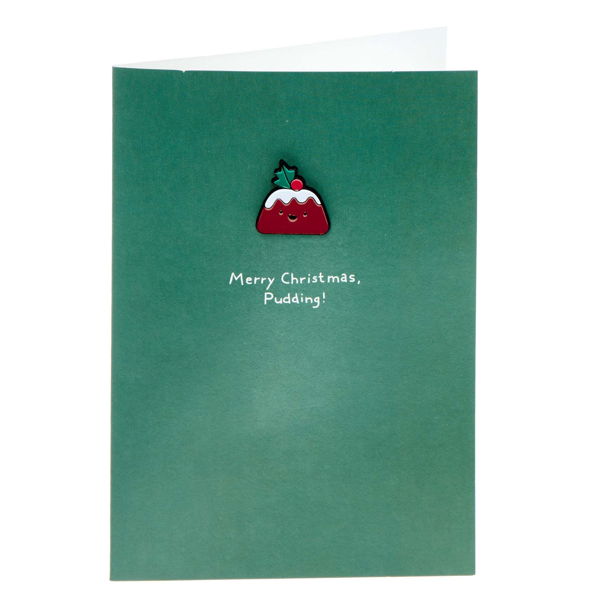 Christmas Pudding Christmas Card With Badge