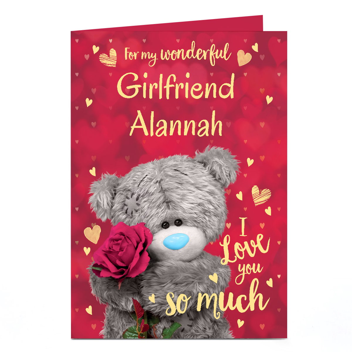Personalised Tatty Teddy Valentine's Day Card - Love You so Much, Wonderful Girlfriend