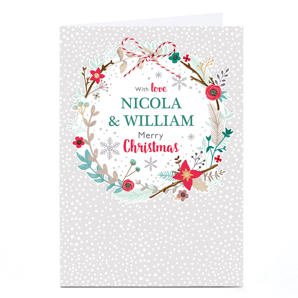 Personalised Christmas Card - Woodland Wreath