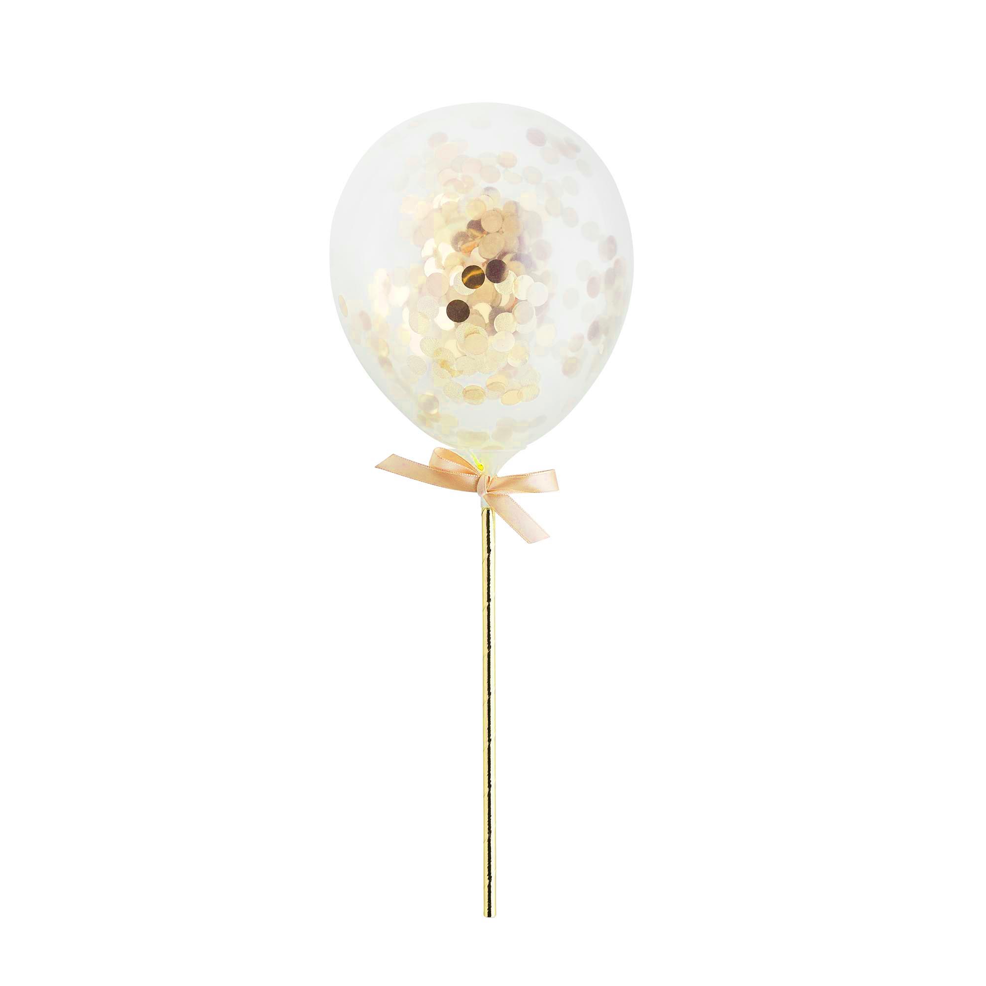 Metallic Mini Confetti 5-Inch Latex Balloons Wands - Pack of 5 (3 Colour Options)