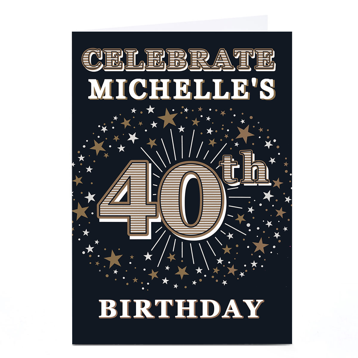 Personalised 40th Birthday Invitation - Gold Stars