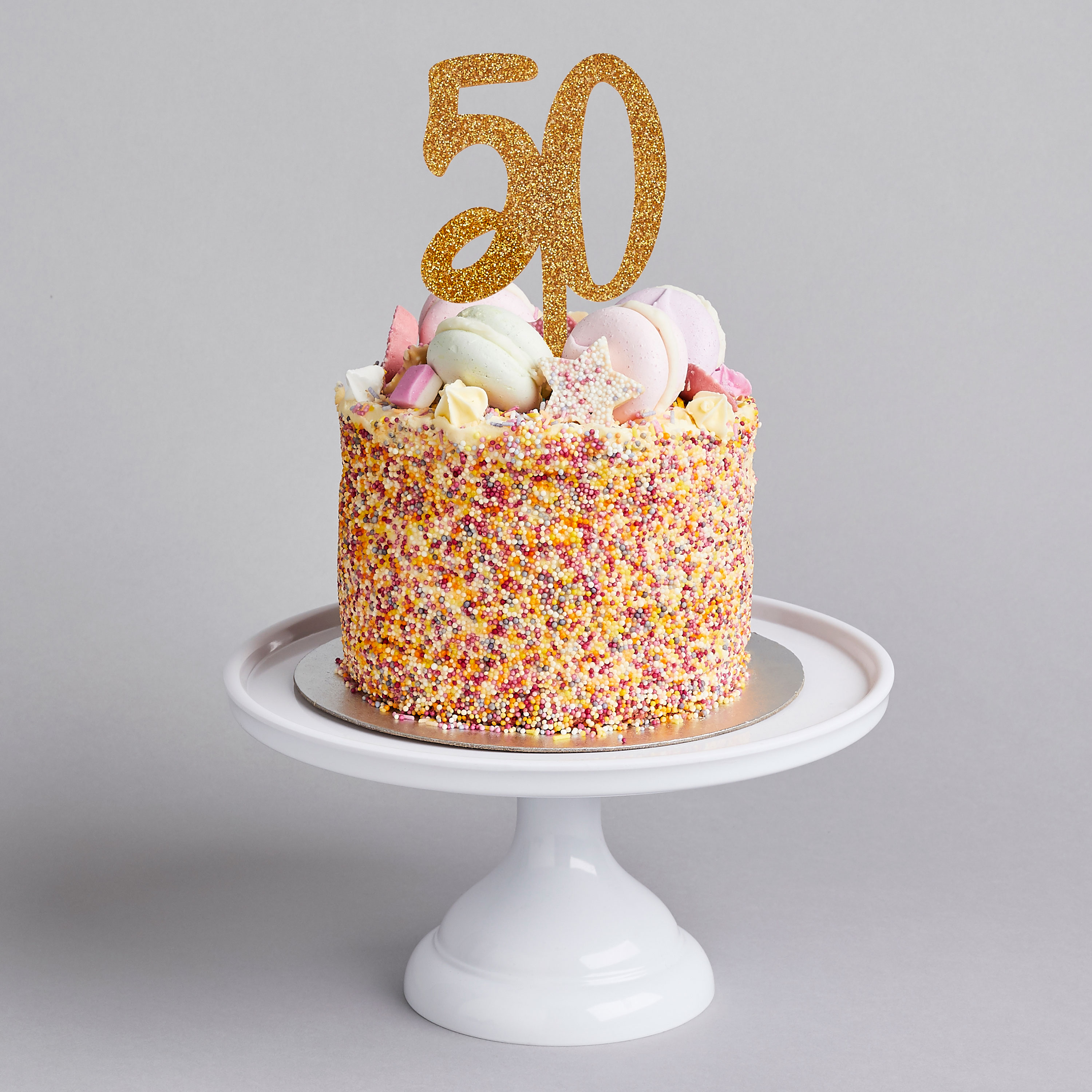 Metallic Gold Number 50 Glitter Acrylic Cake Topper