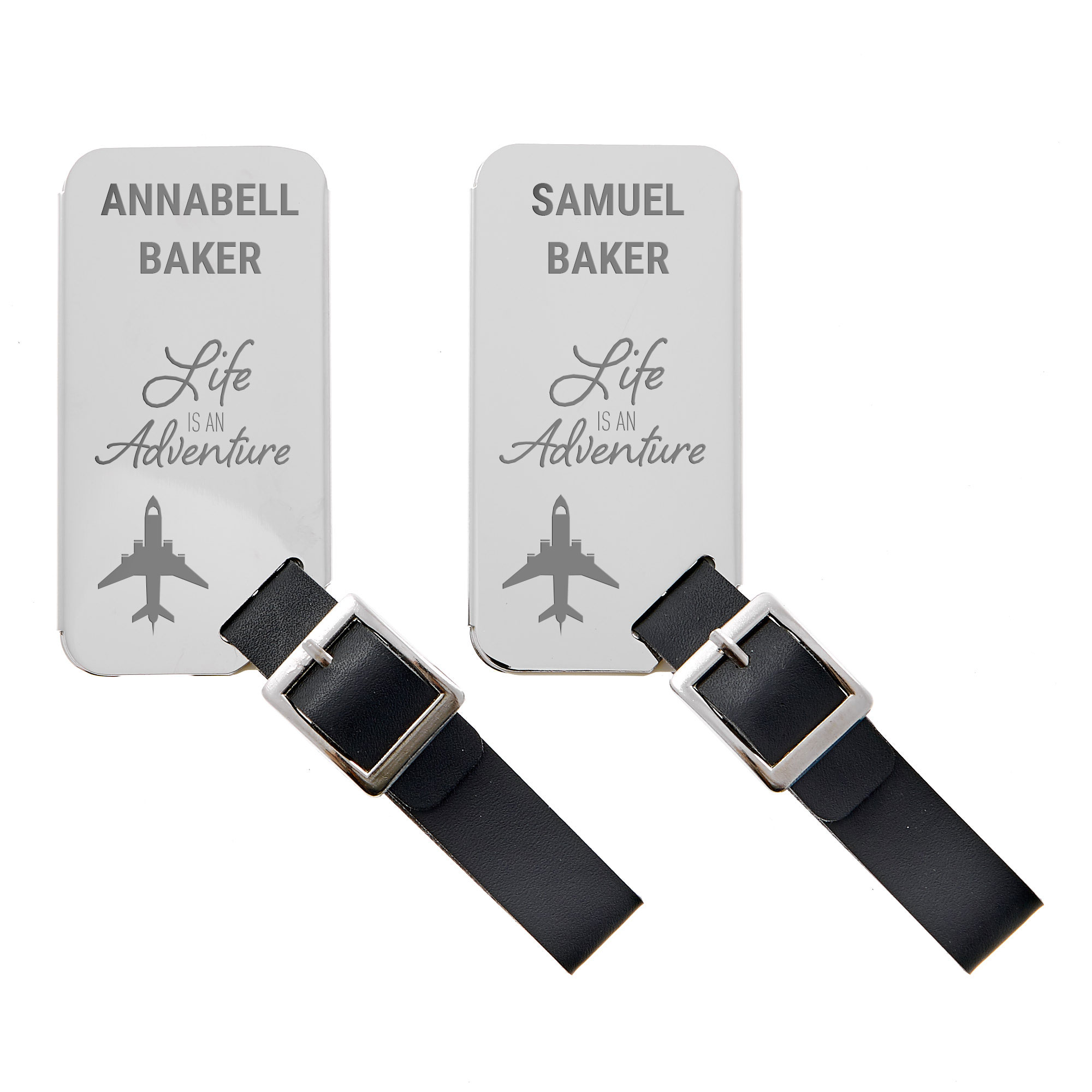 Personalised Engraved Stainless Steel Luggage Tags - Life Is An Adventure
