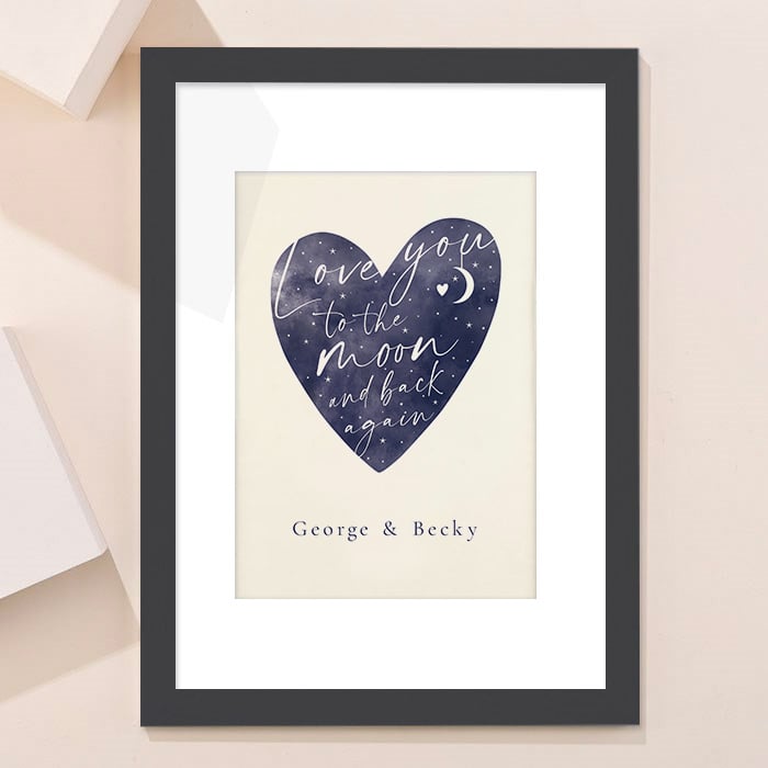 Personalised Love You To The Moon And Back Heart Framed Print