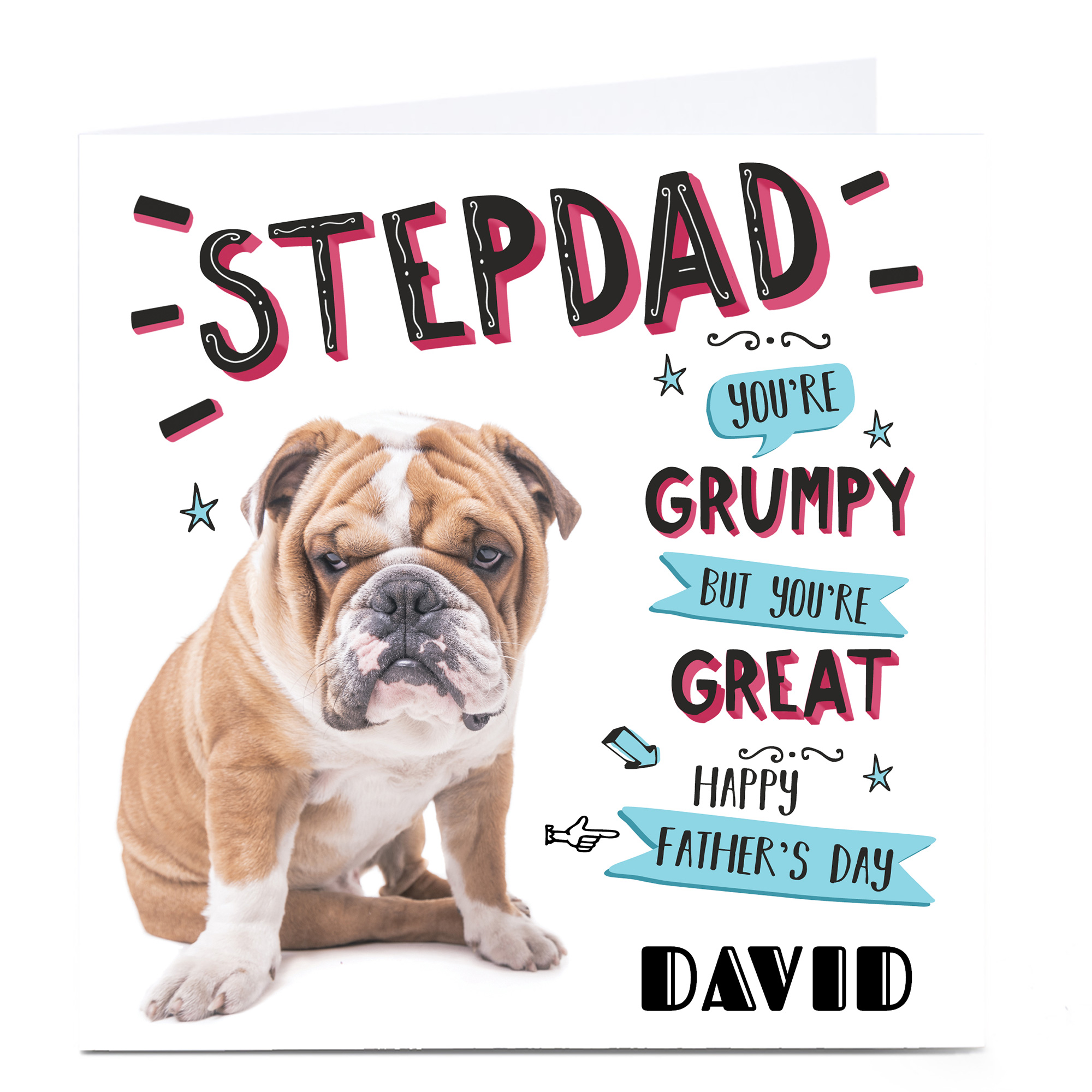 Personalised Father's Day Card - Stepdad, Grumpy But Great