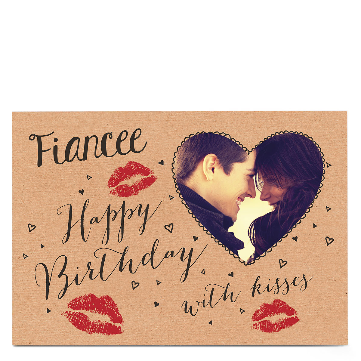 Photo Birthday Card - Lipstick Kisses [Fiancee]