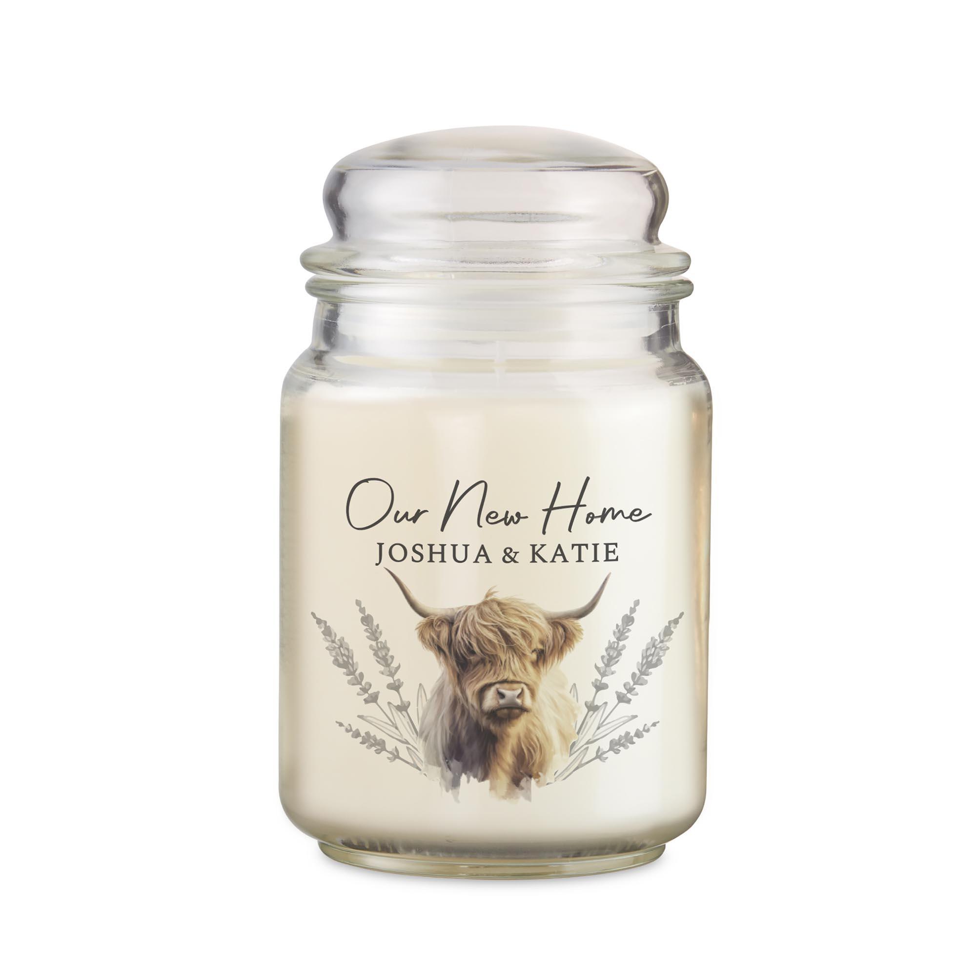 Personalised Highland Cow Large Candle Jar