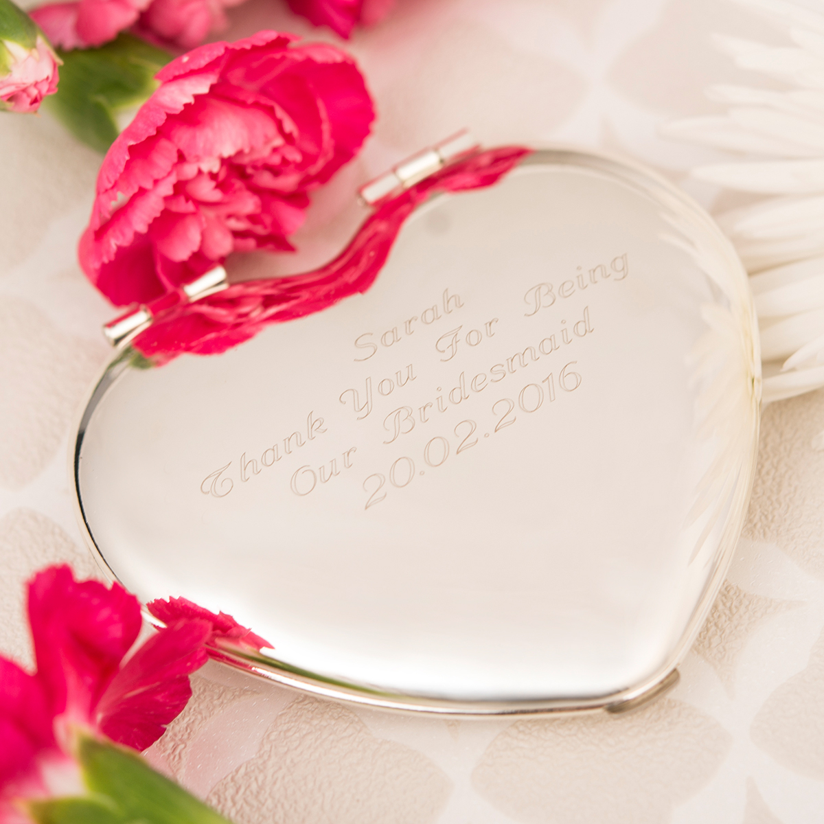 Personalised Engraved Heart Compact Mirror