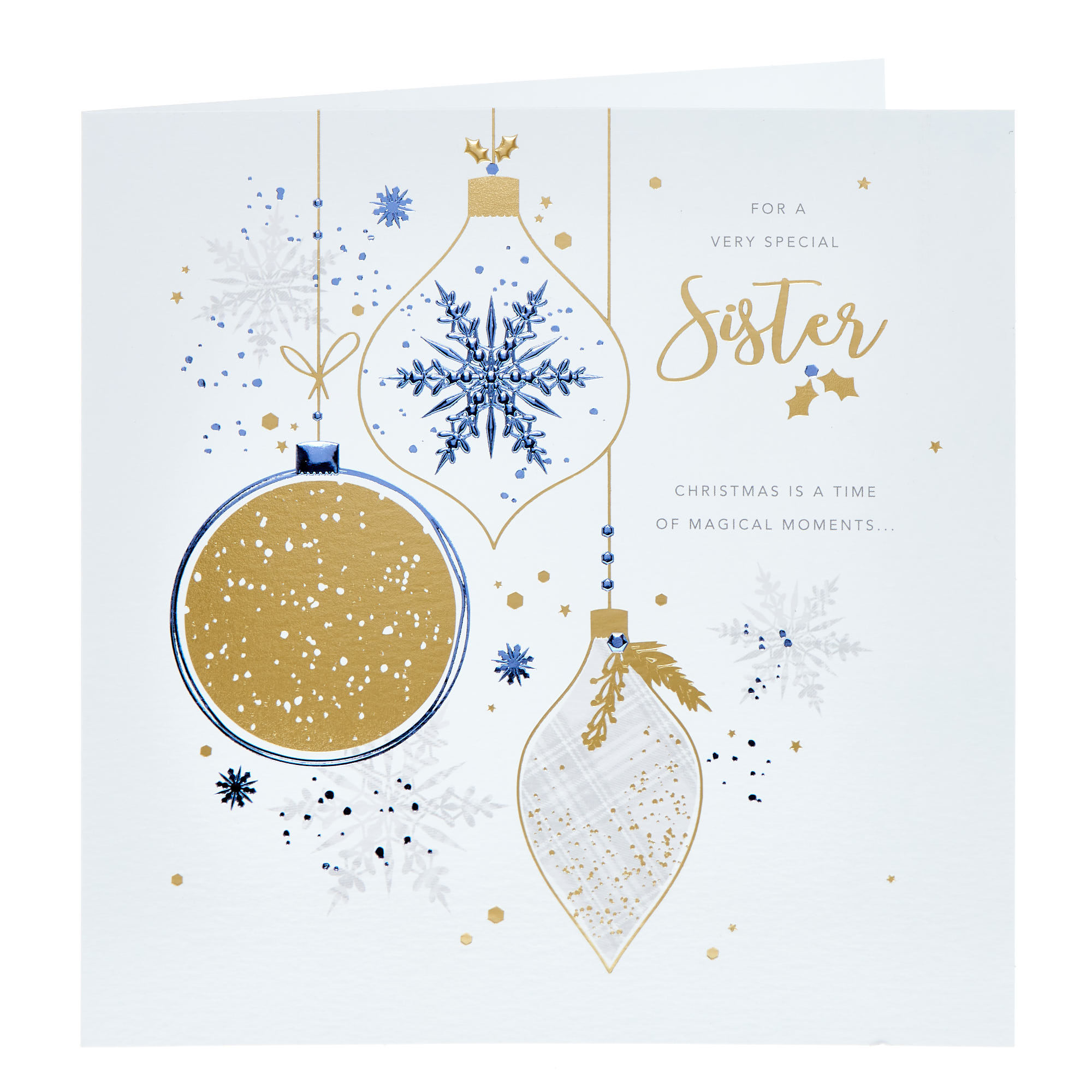 Sister Gold Baubles Christmas Card