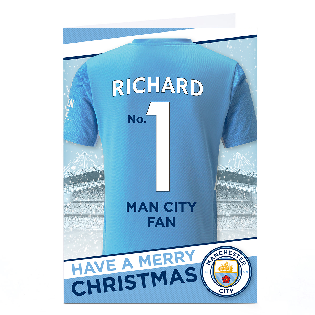 Personalised Manchester City Christmas Card - Club Kit