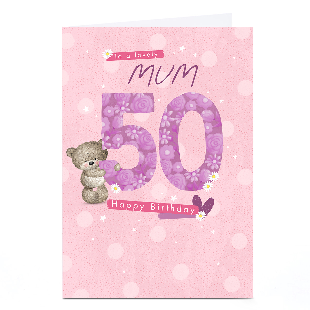 Personalised 50th Birthday Card - Hugs, Lovely Mum 