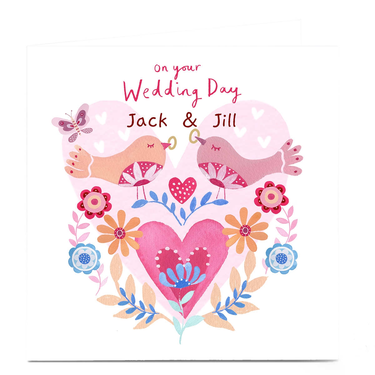 Personalised Lindsay Loves To Draw Wedding Card - Hearts