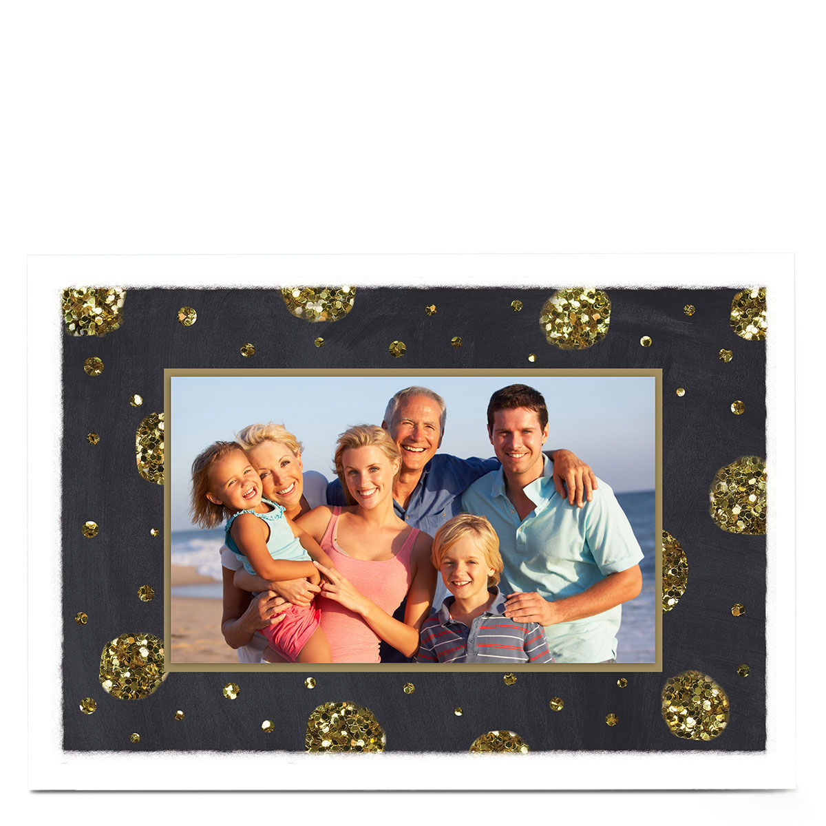 Photo Card - Gold Glitter Polka Dots