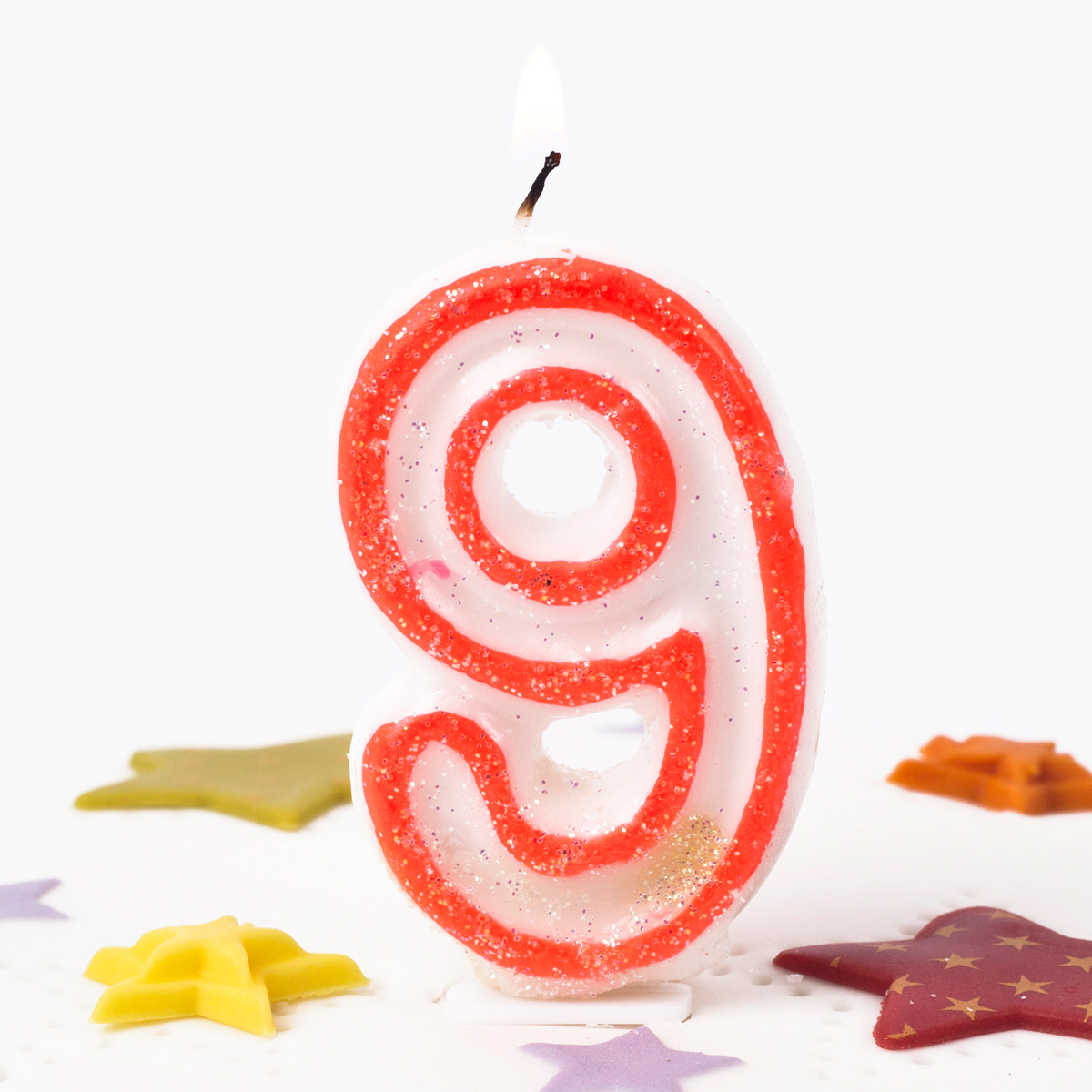 Pink Glittery Number 9 Birthday Candle
