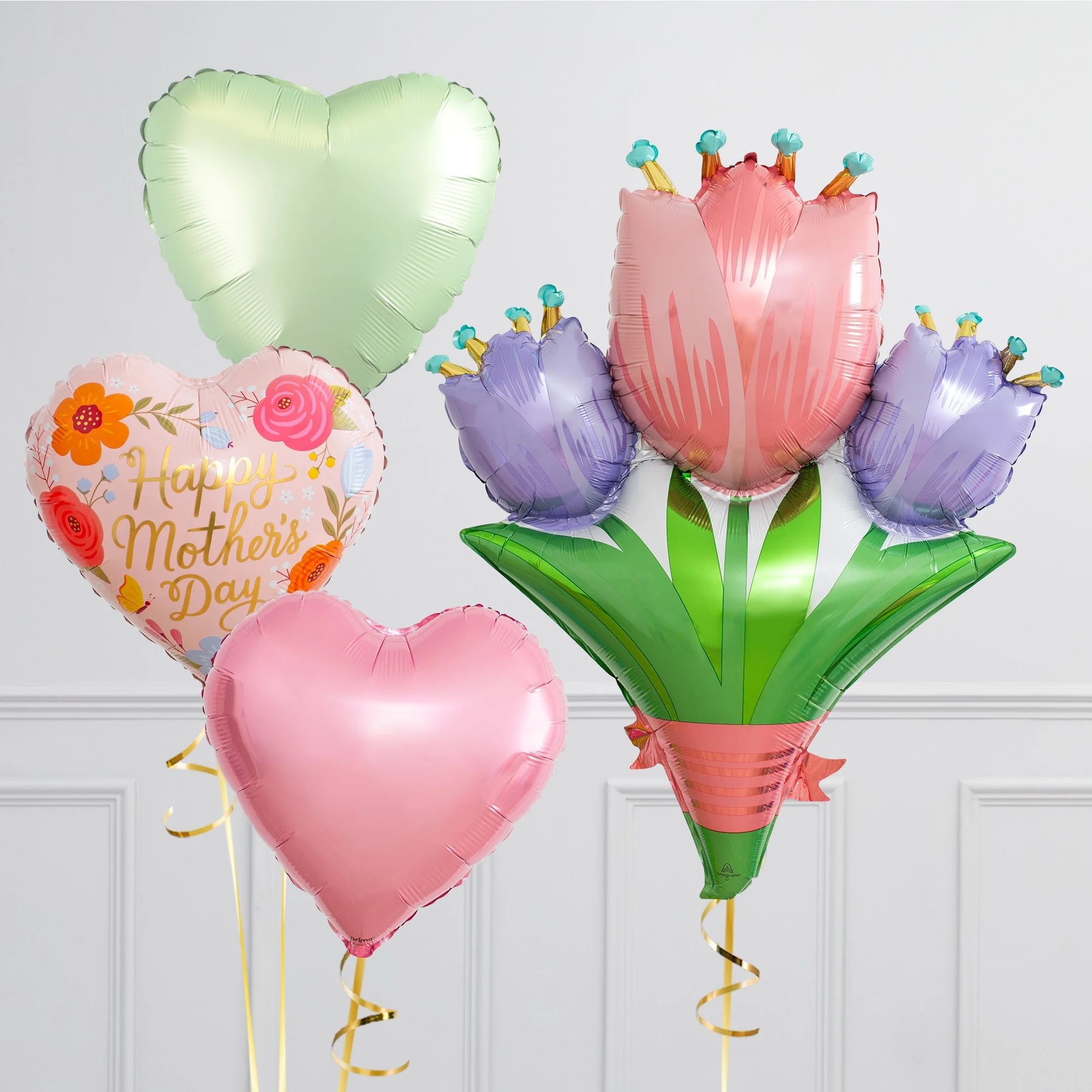 Tulip Mother's Day Supershape & Foil Balloon Package - Delivered Inflated!