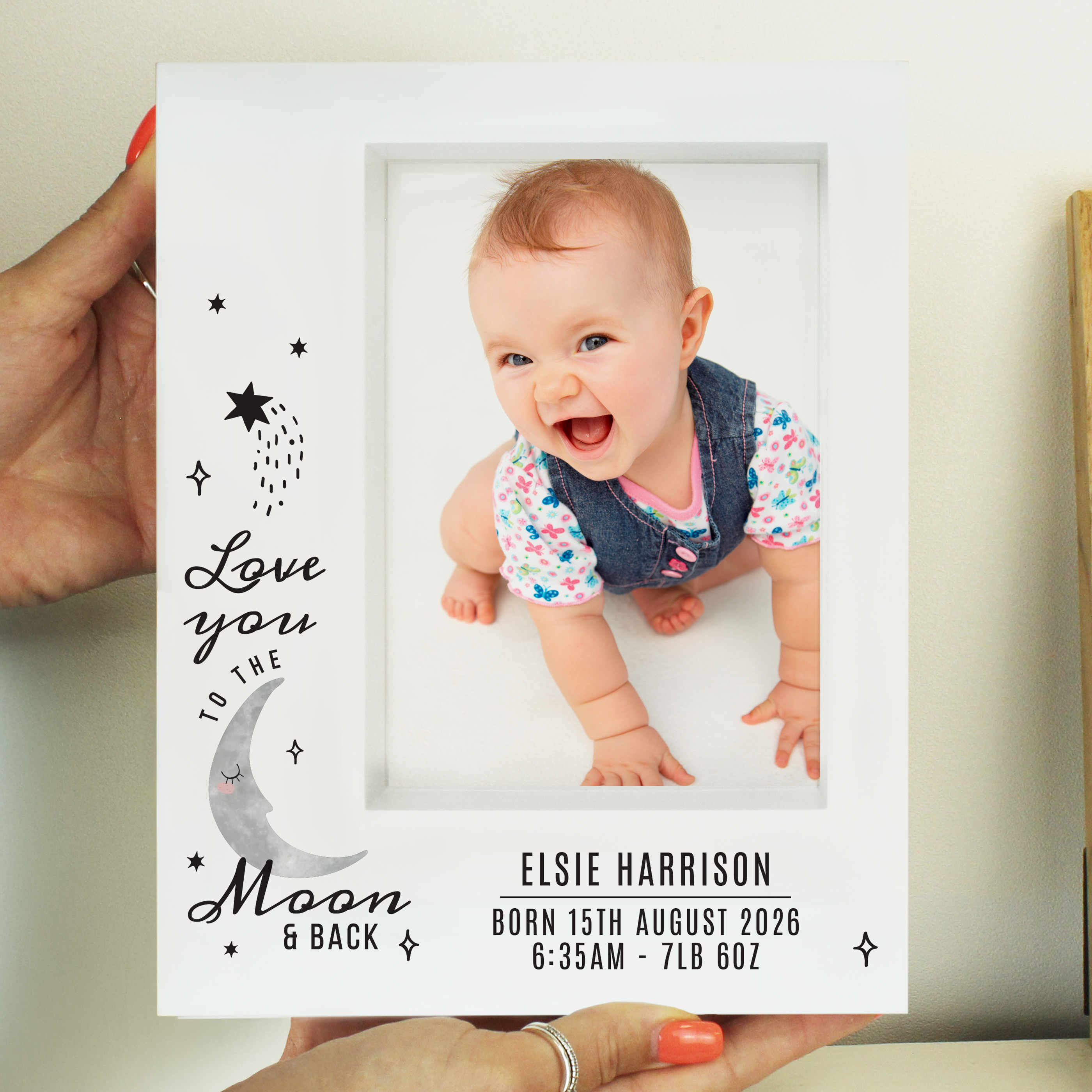 Personalised Baby To The Moon & Back 5x7-Inch Box Photo Frame