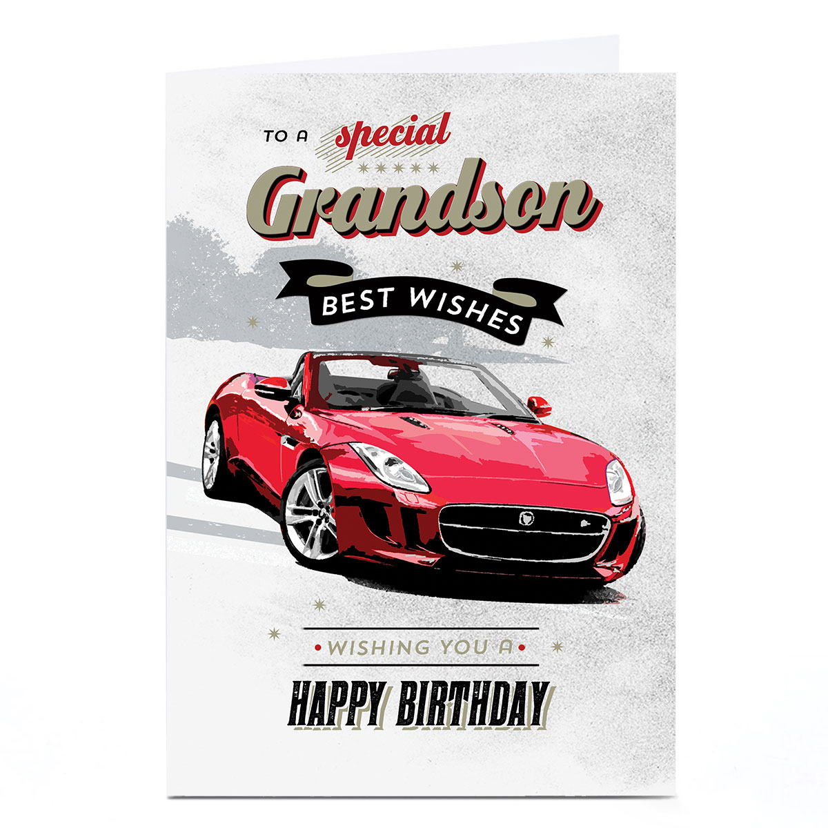 Personalised Birthday Card - Red Sports Car, Grandson