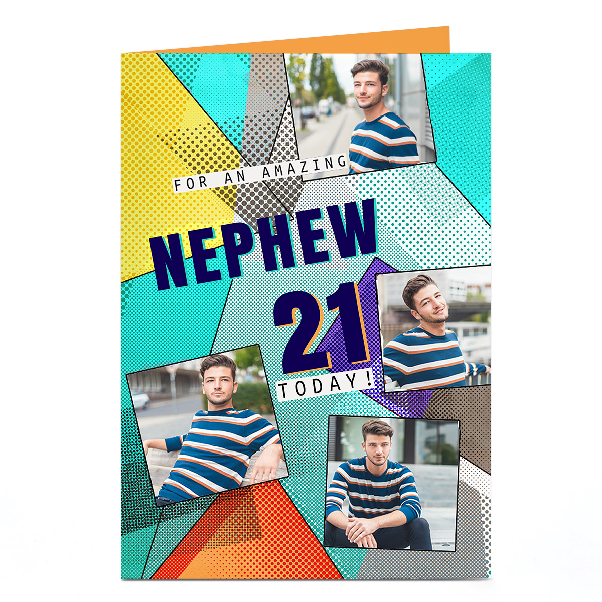 Photo Birthday Card - Abstract Pop Art, Editable Age 