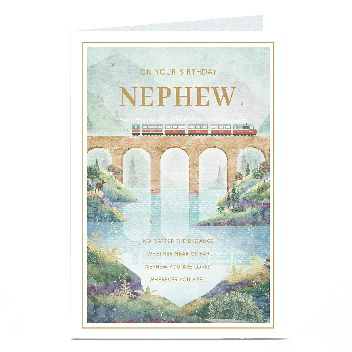 Birthday Card - Classic Train and Bridge, Nephew