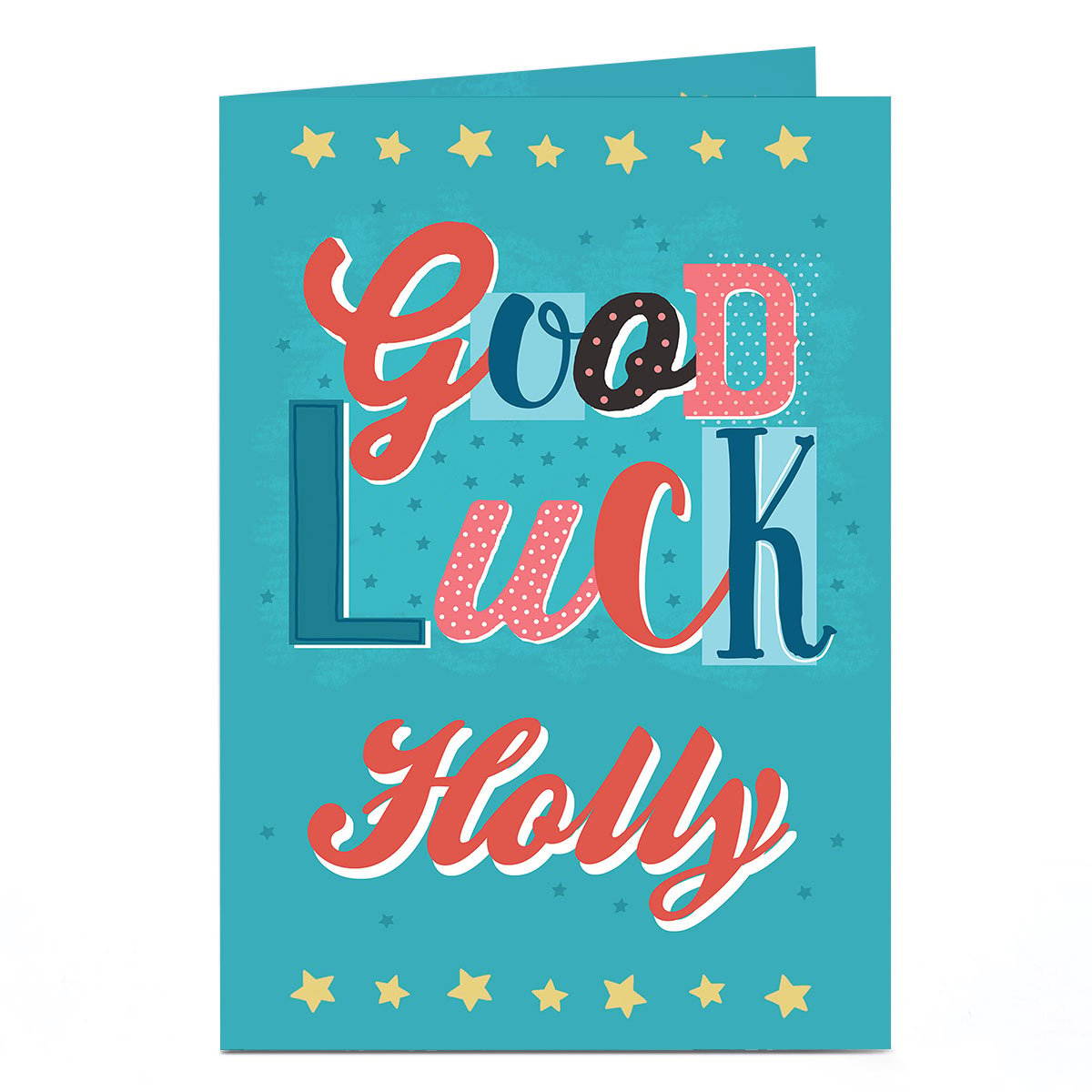 Personalised Good Luck Card - Blue & Orange