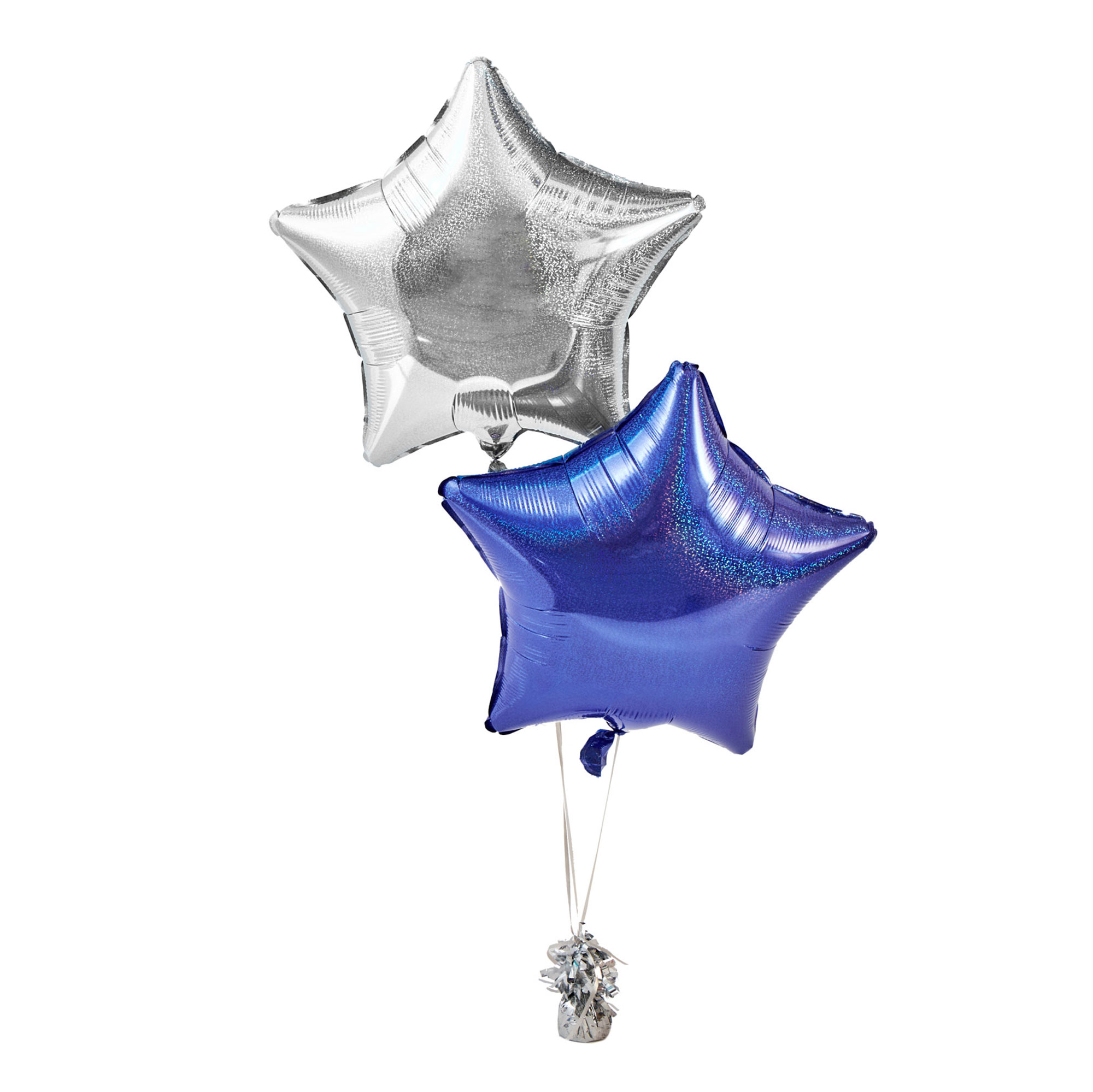 Blue & Silver Display Inflated Balloon Arrangement