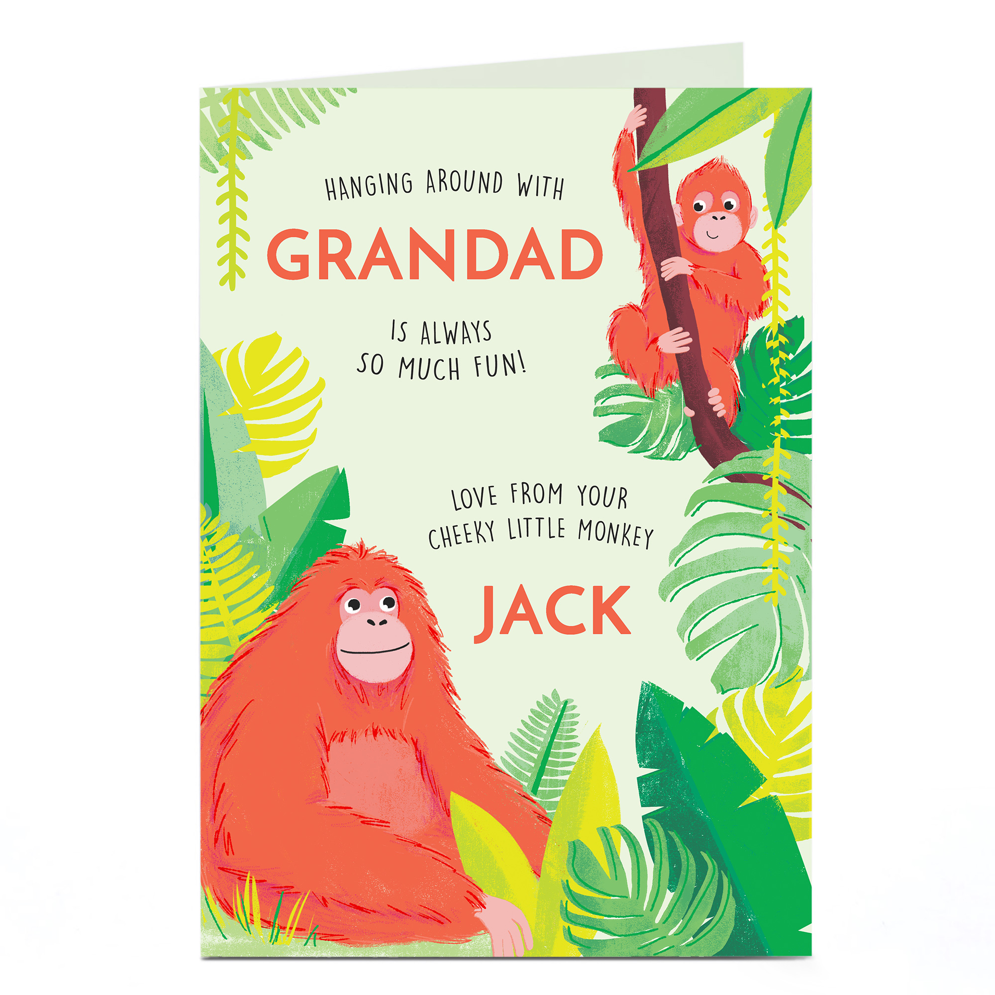 Personalised Father's Day Card - Grandad, From Your Cheeky Little Monkey