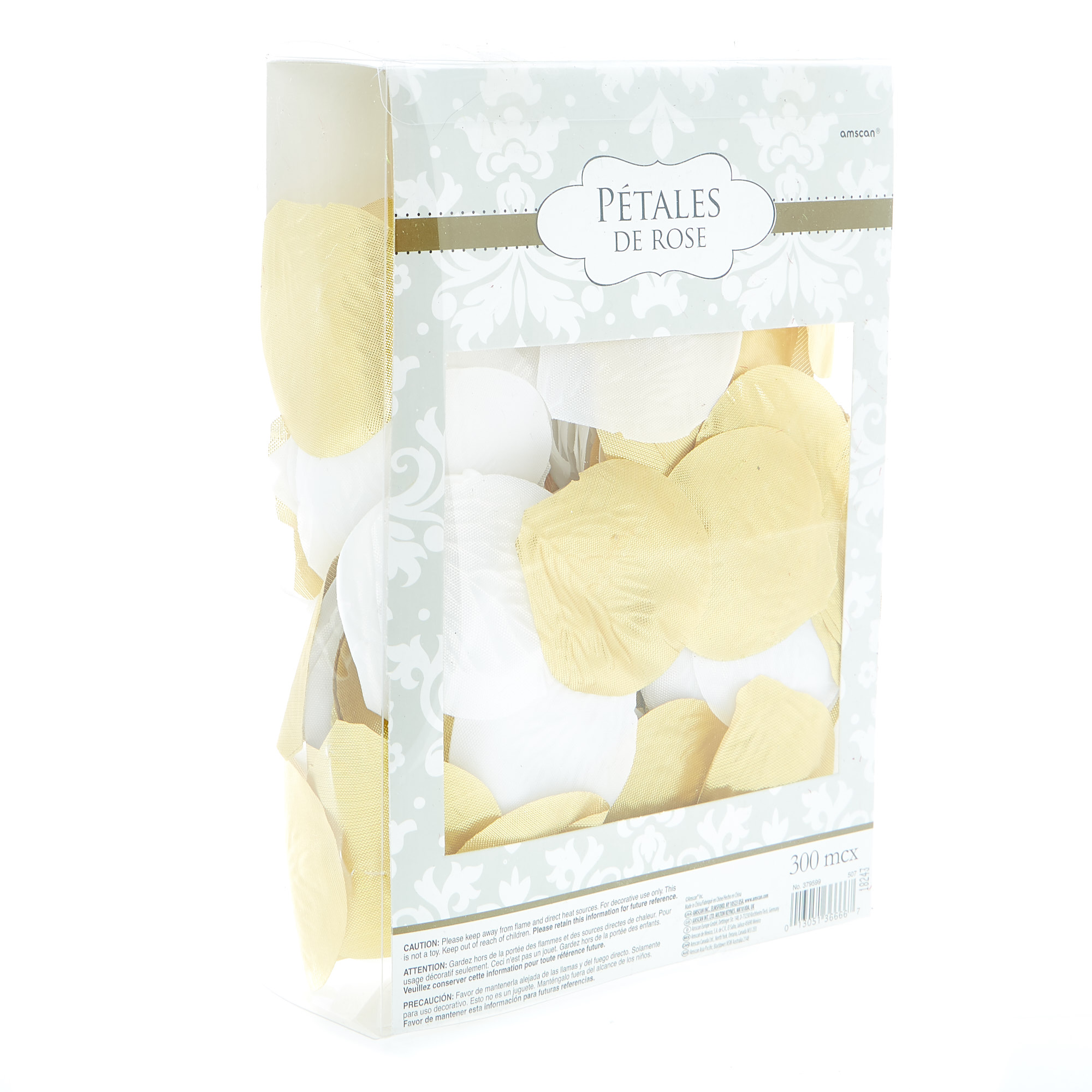 Gold & White Artificial Rose Petals - Pack Of 300