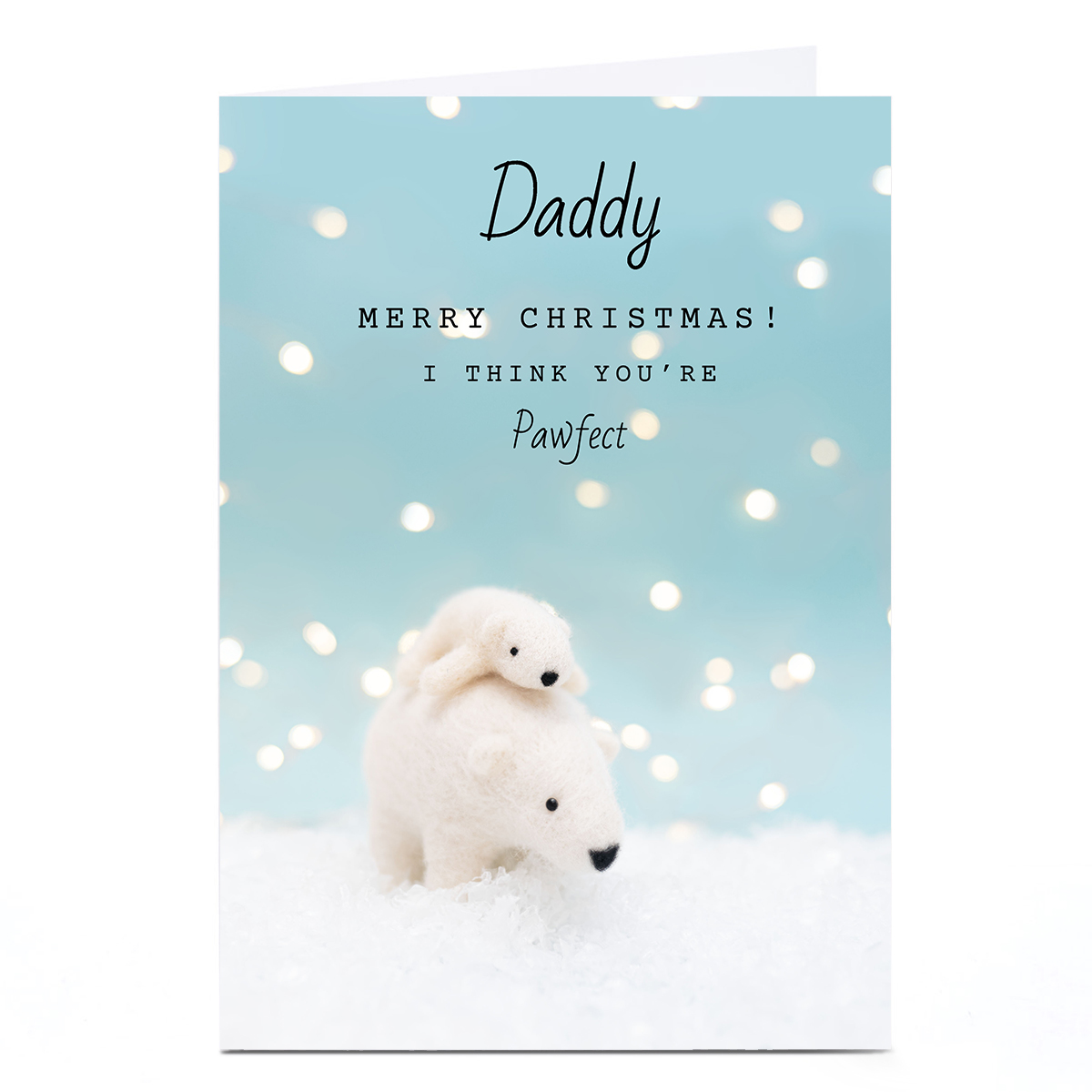 Personalised Lemon & Sugar Christmas Card - Daddy, Polar Bear & Child