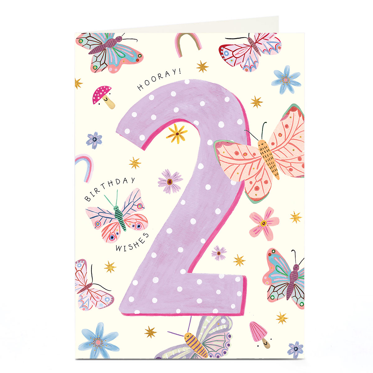 2nd Birthday Card - Hooray Butterflies