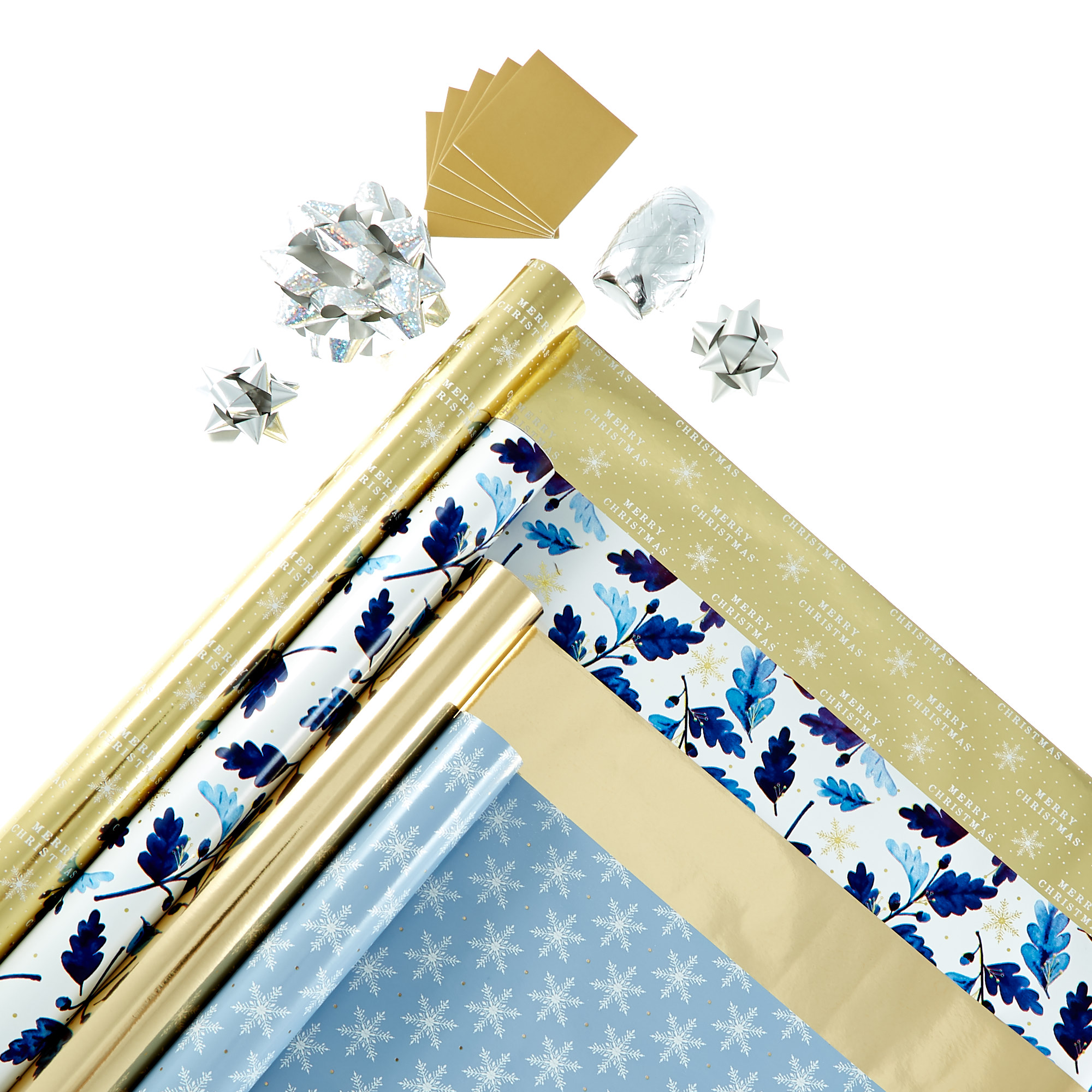 Wintery Christmas Wrapping Paper Pack - 4 Rolls & Accessories 