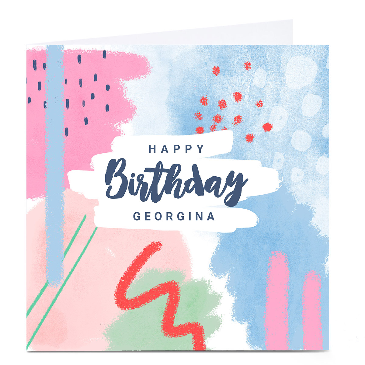 Personalised Little Mono Birthday Card - Abstract Pastels 