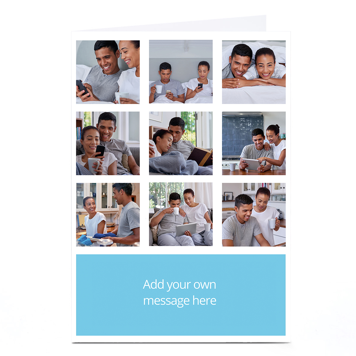 Photo Card - 9 Photos Any Message Blue